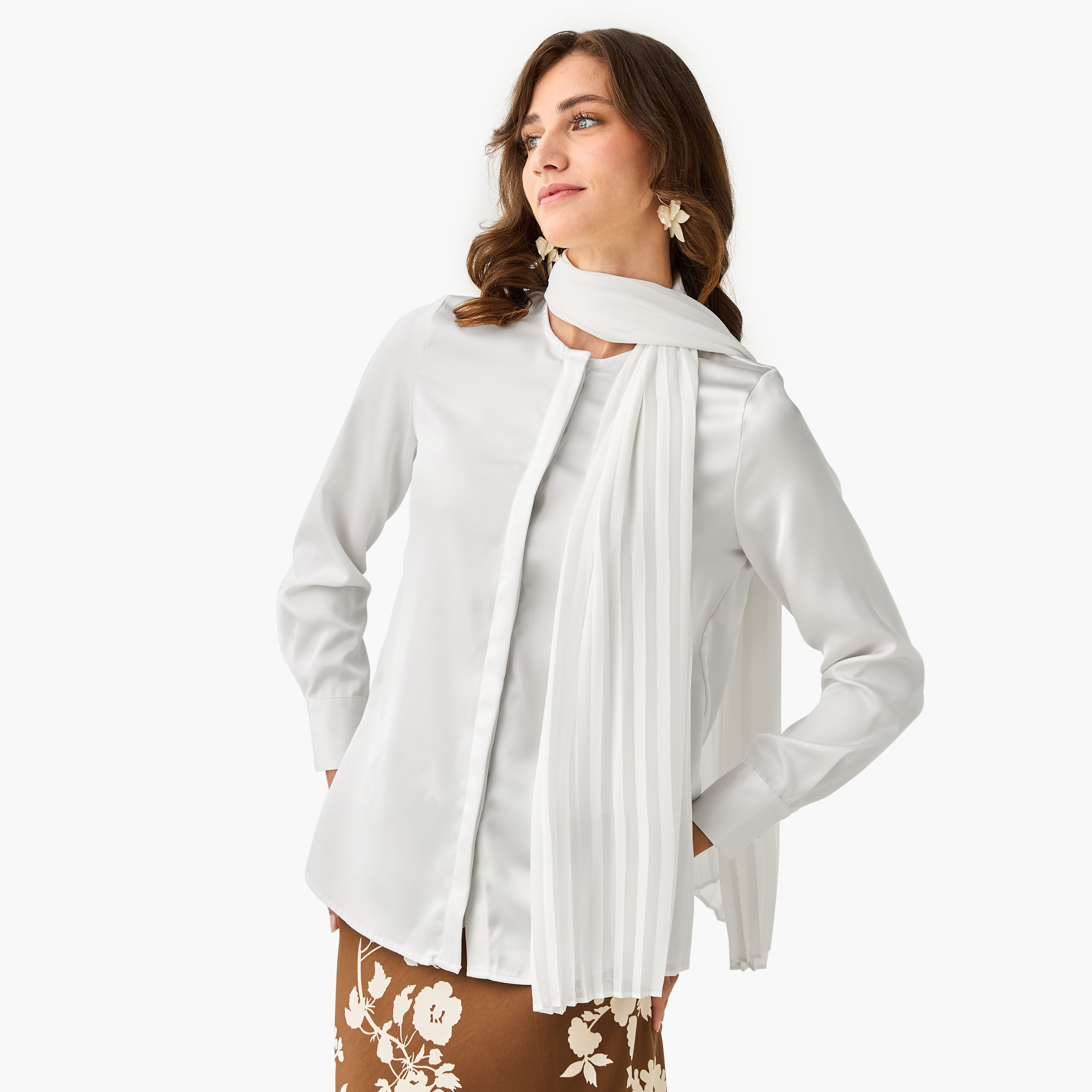 Regular Fit Shirt with Attached Scarf-women-clothing-shirtsandblouses-shirts-image-7