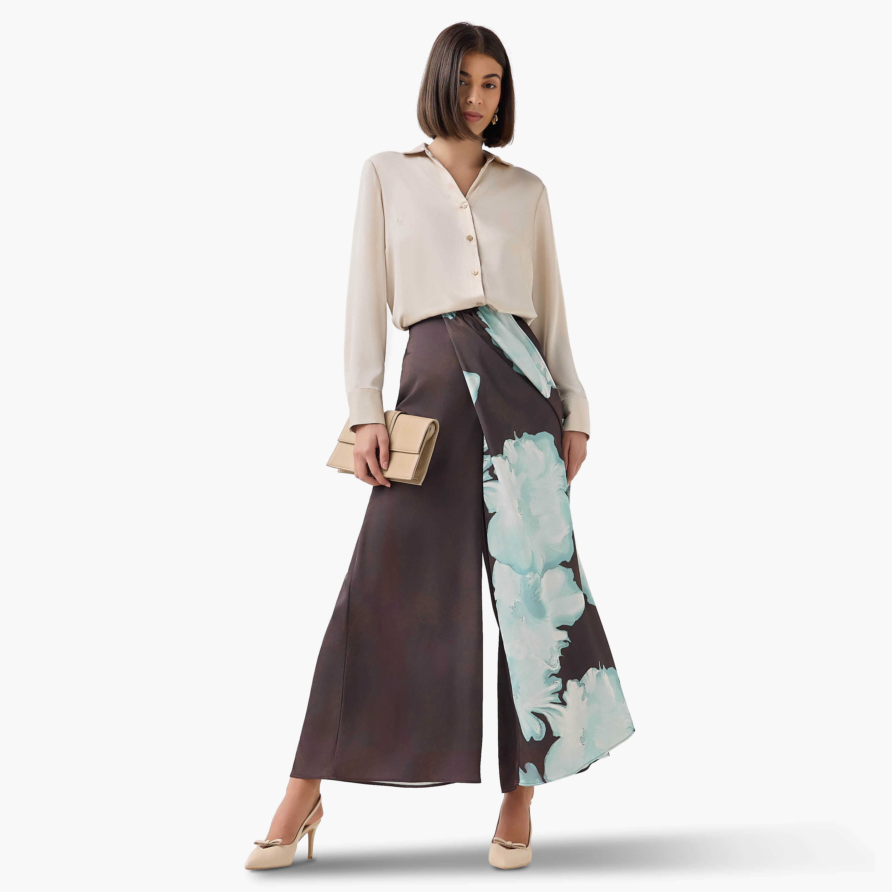 Wide Leg Flexi Waist Floral Print Drape Pants-women-clothing-bottoms-trousers-image-2