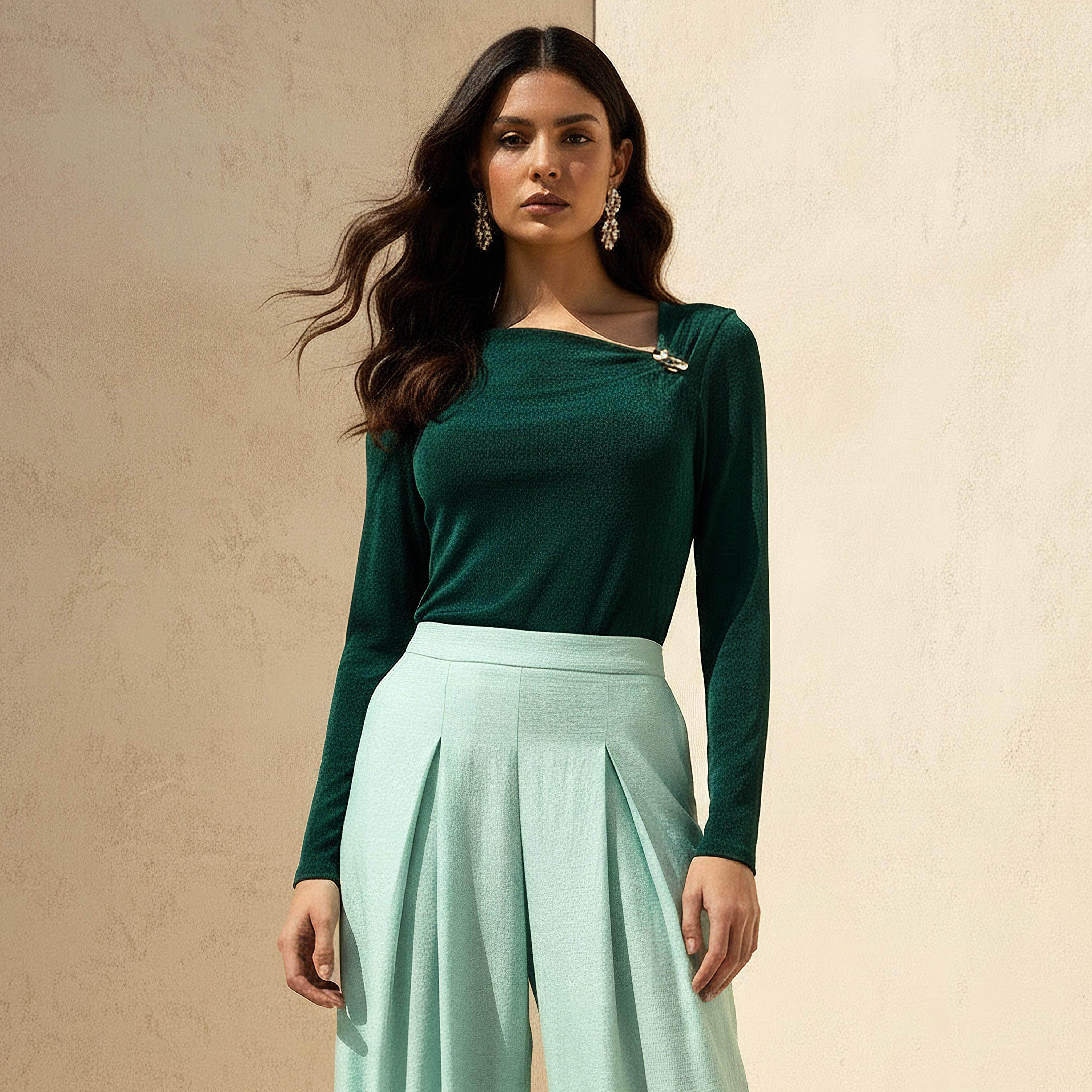 Slinky Knit Top with Metallic Trim-women-clothing-shirtsandblouses-blouses-image-1