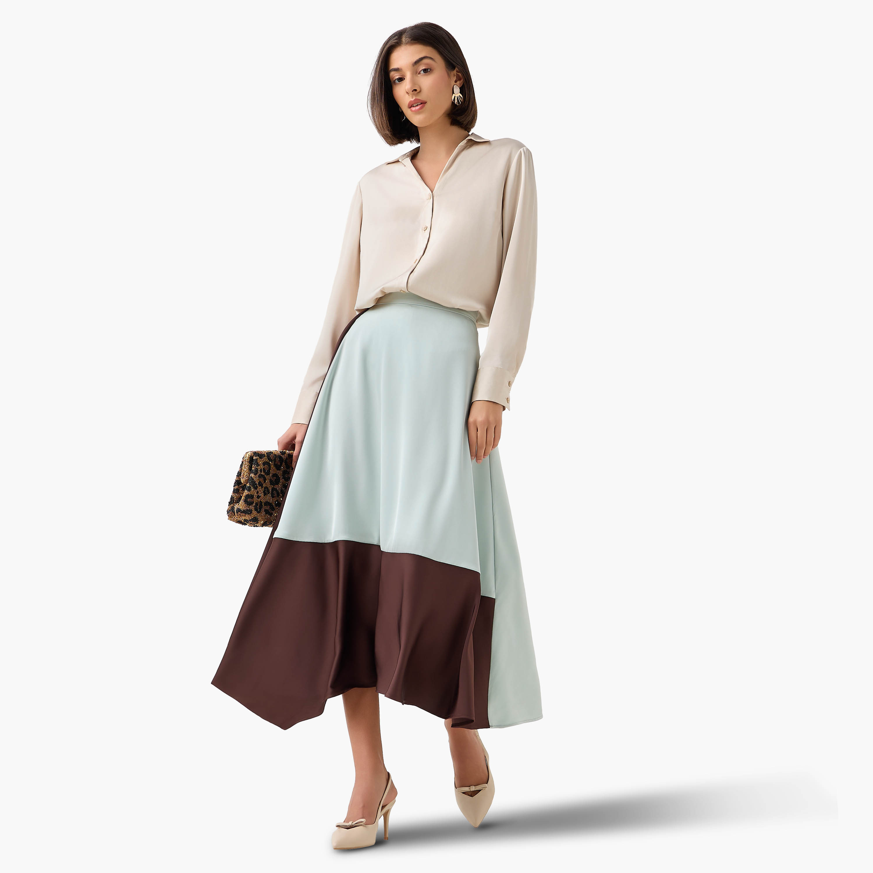 Midi Colourblock Flared A-line Skirt-women-clothing-bottoms-skirts-image-2