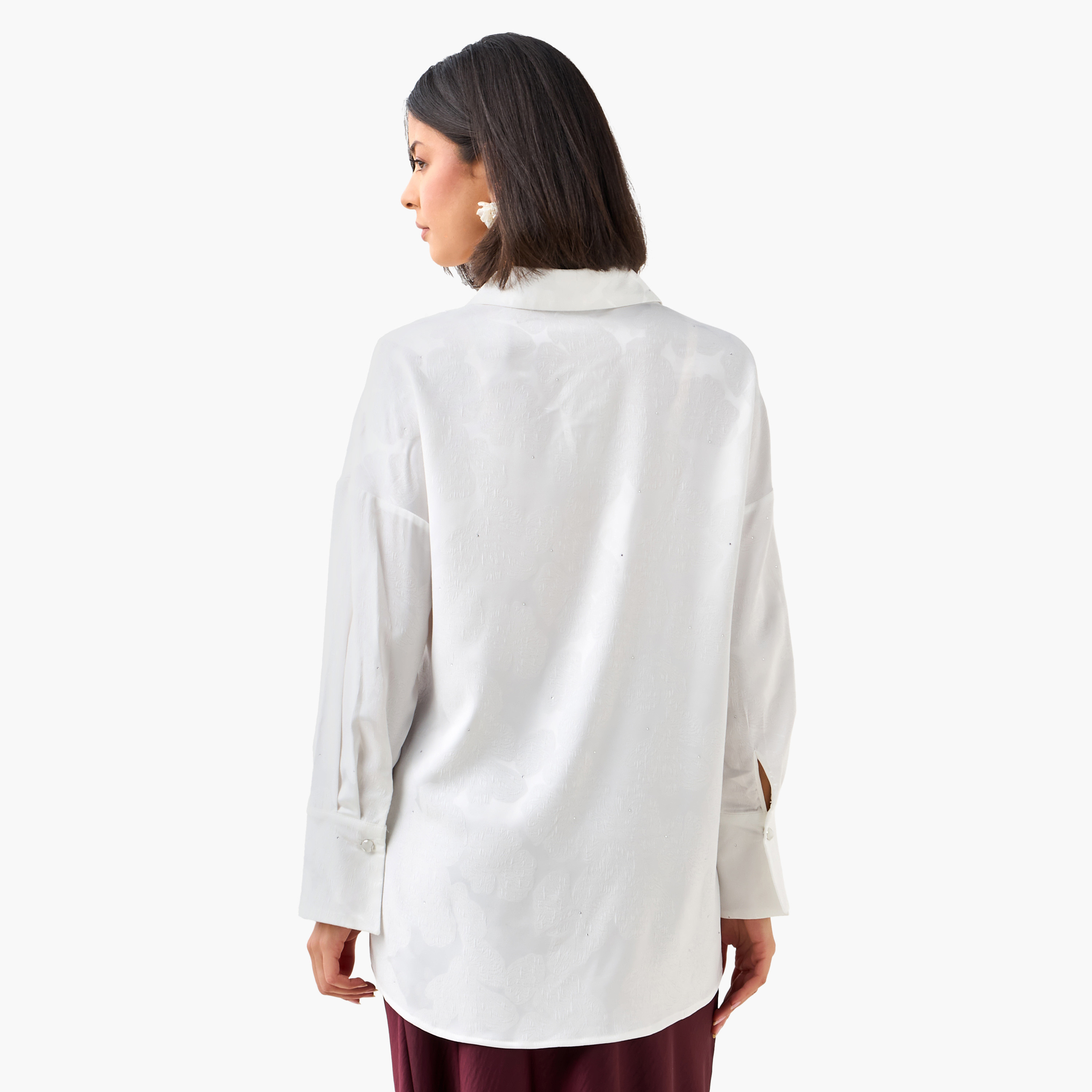Regular Fit Shirt with Jacquard Texture-women-clothing-shirtsandblouses-shirts-image-4
