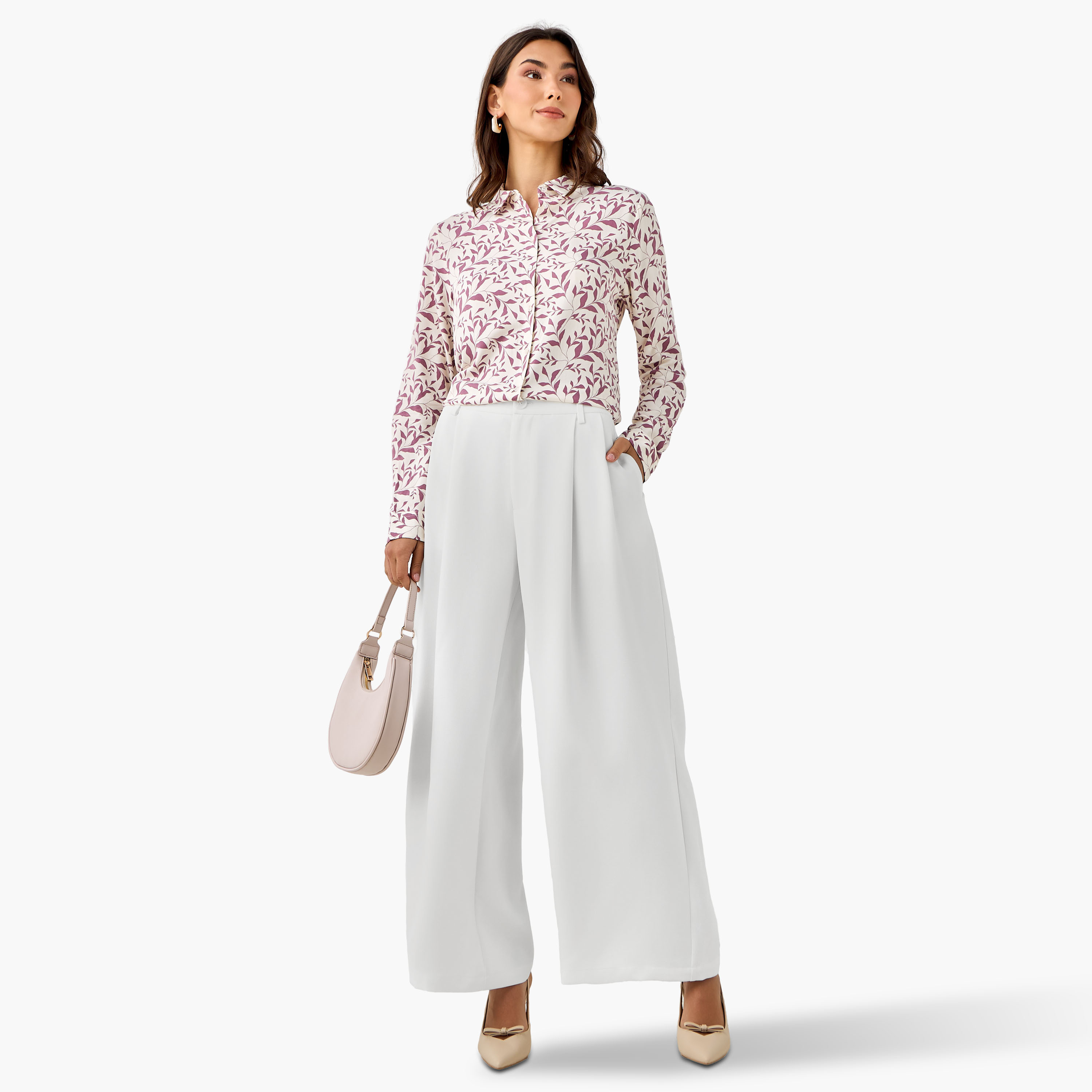 Flared Pants with Pleated Design-women-clothing-bottoms-trousers-image-3