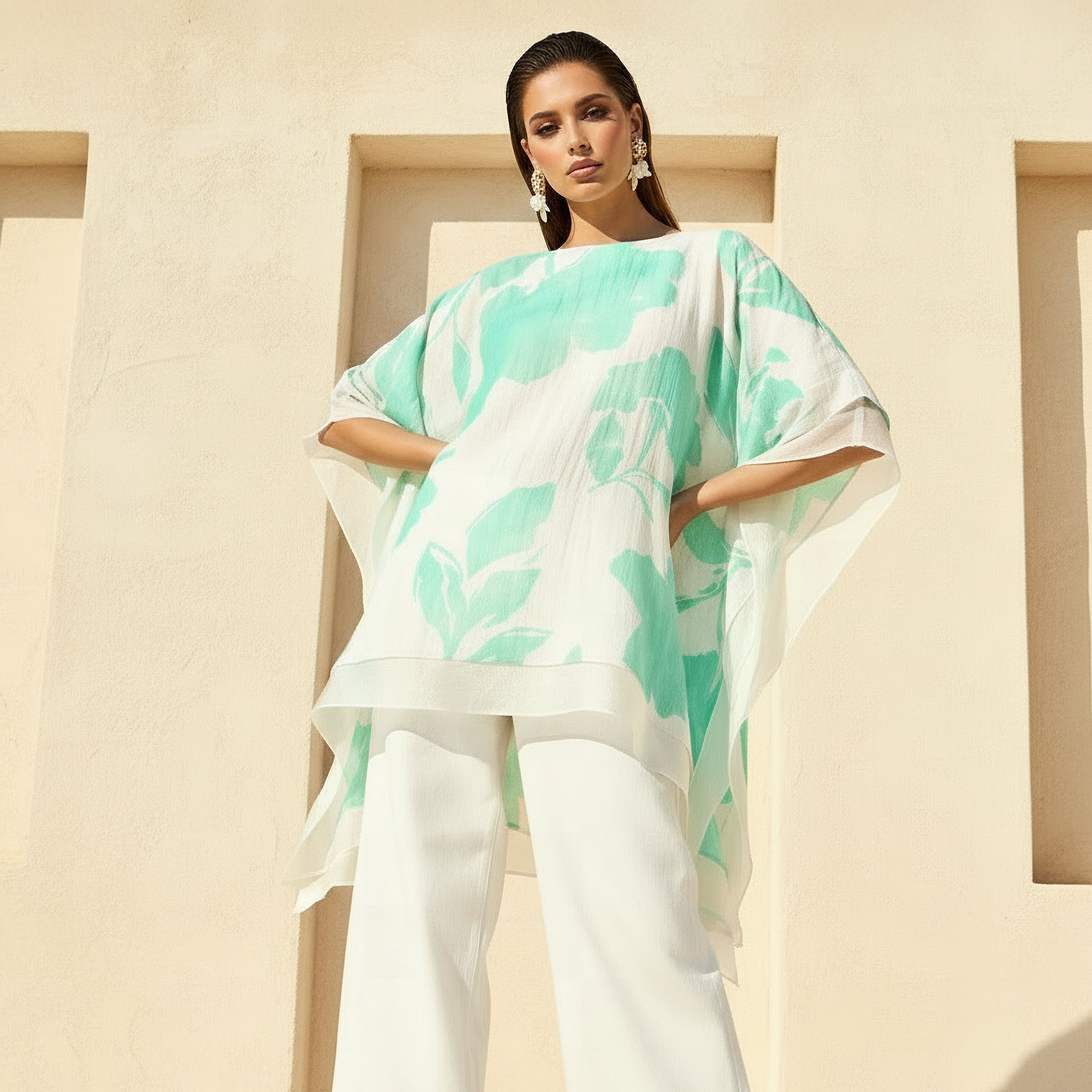 Crepe Kaftan Top with Print-women-clothing-coordsets-image-1