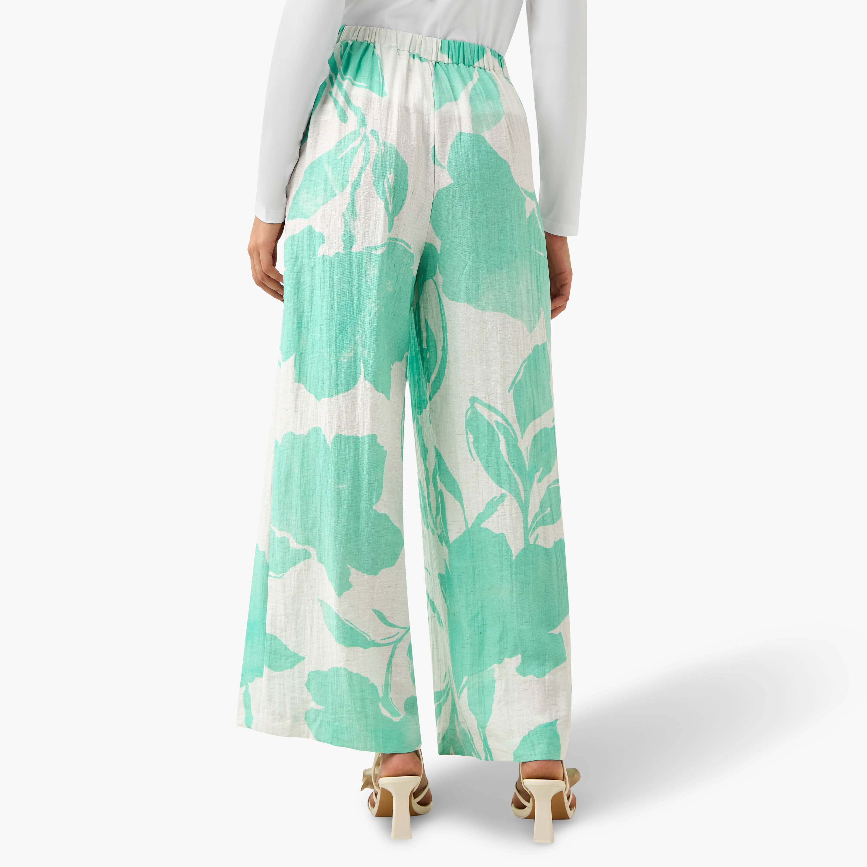 Wide Leg Floral Print Pleated Pants-women-clothing-bottoms-trousers-image-4