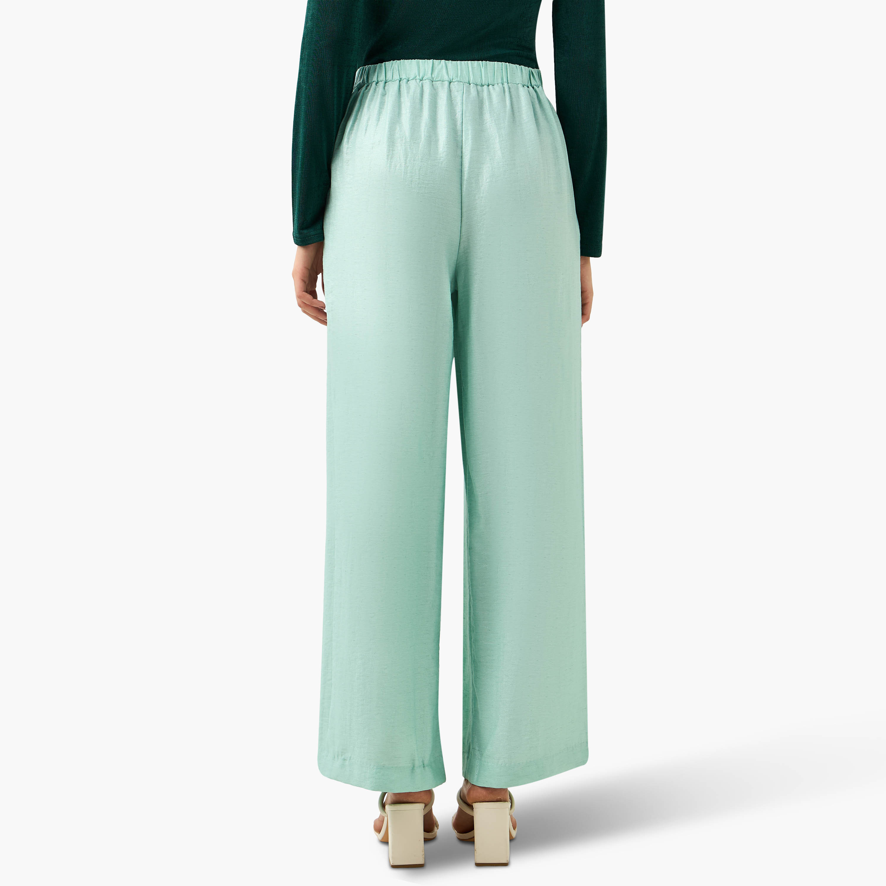 Wide Leg Solid Pleated Pants-women-clothing-bottoms-trousers-image-3