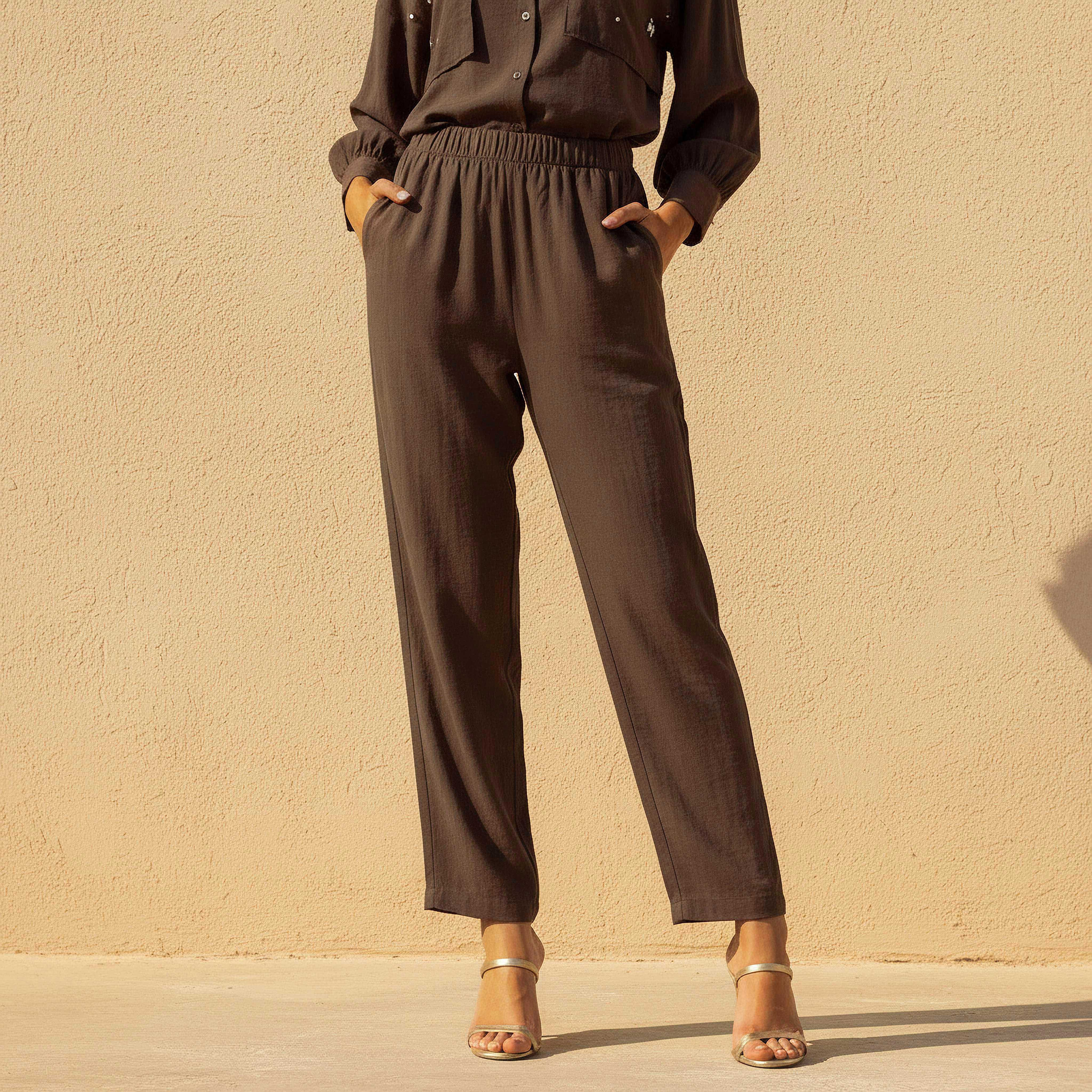 Relaxed Fit Elasticated Waist Pants-women-clothing-coordsets-image-1