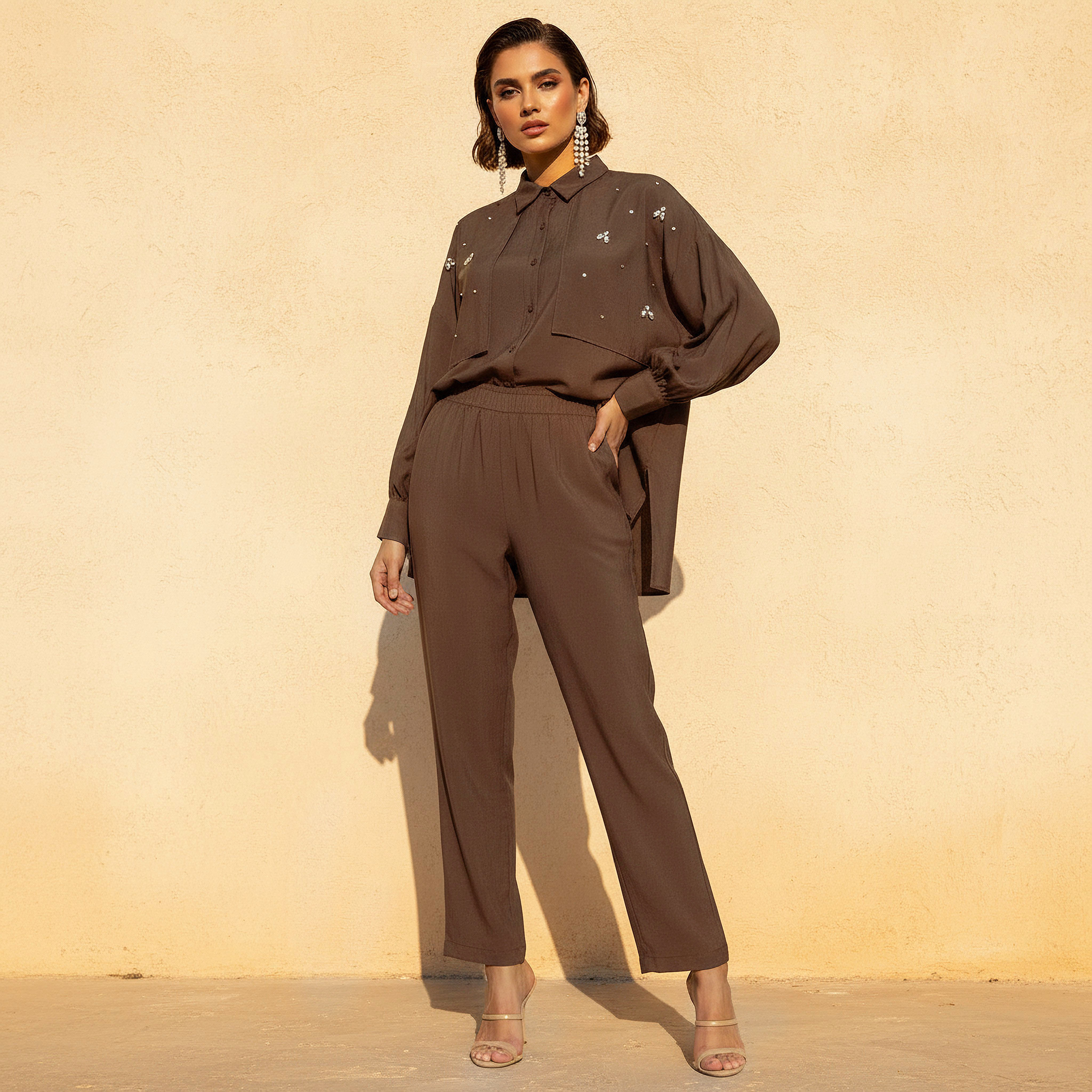 Relaxed Fit Elasticated Waist Pants-women-clothing-coordsets-image-3