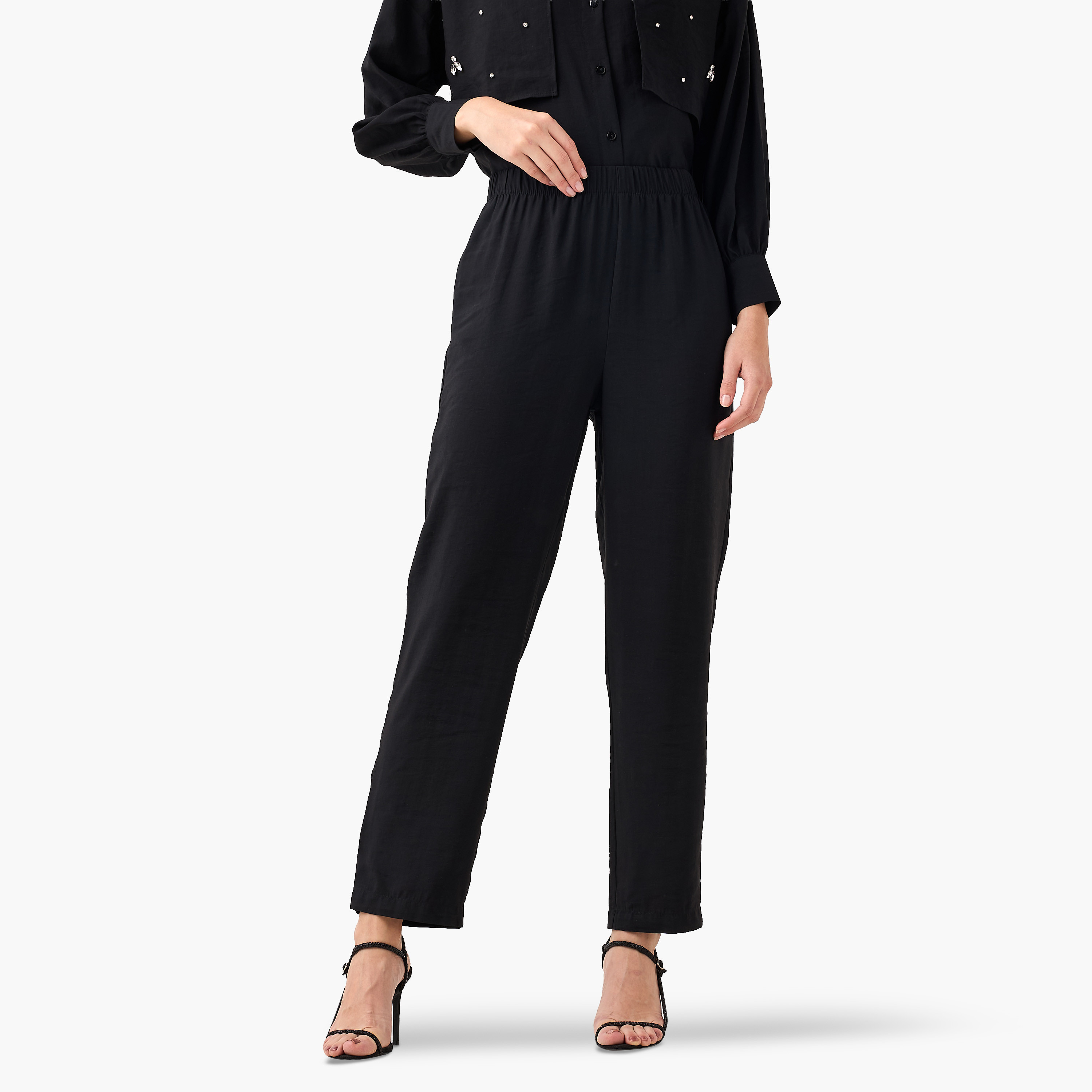 Relaxed Fit Elasticated Waist Pants-women-clothing-coordsets-image-2
