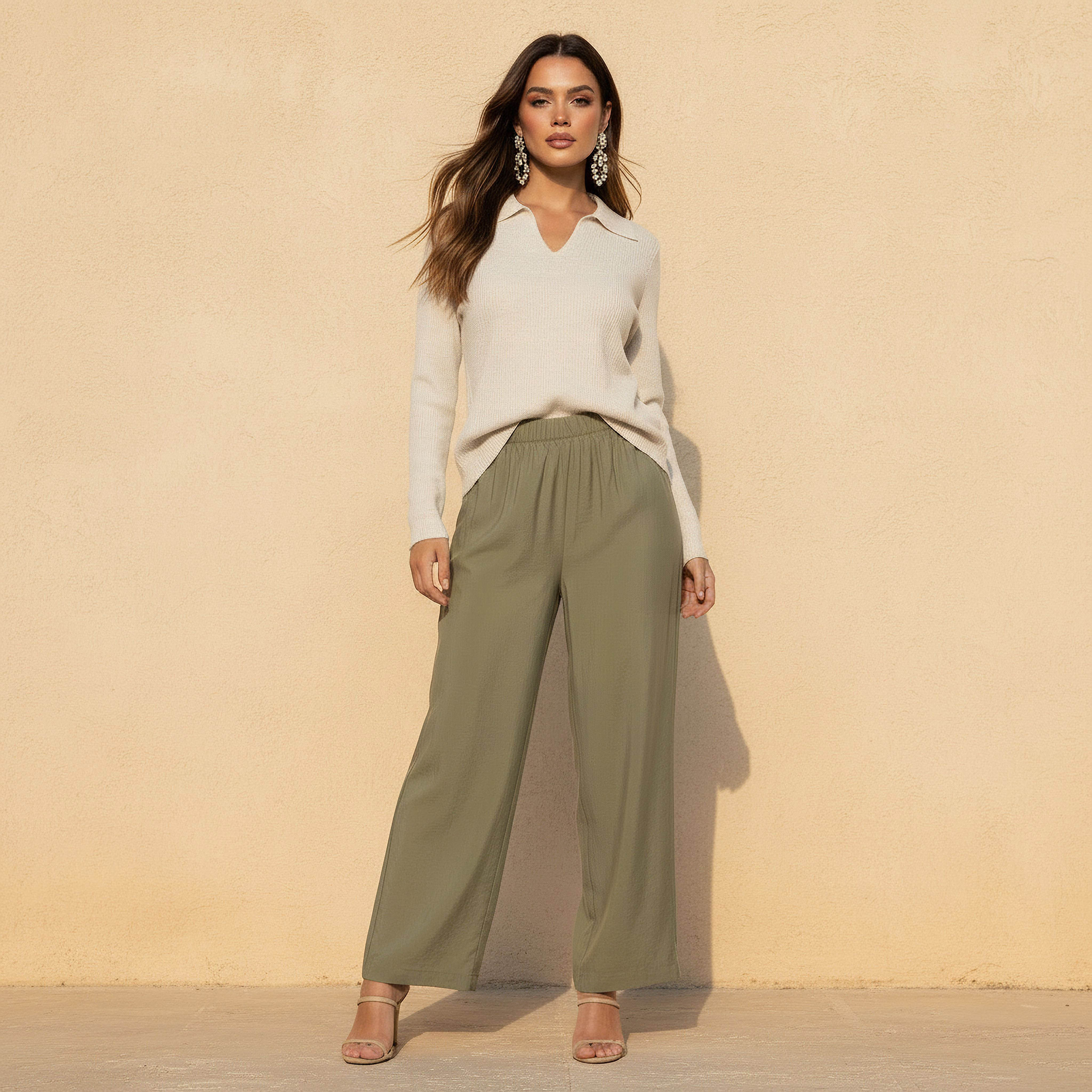 Relaxed Fit Elasticated Waist Pants-women-clothing-coordsets-image-3