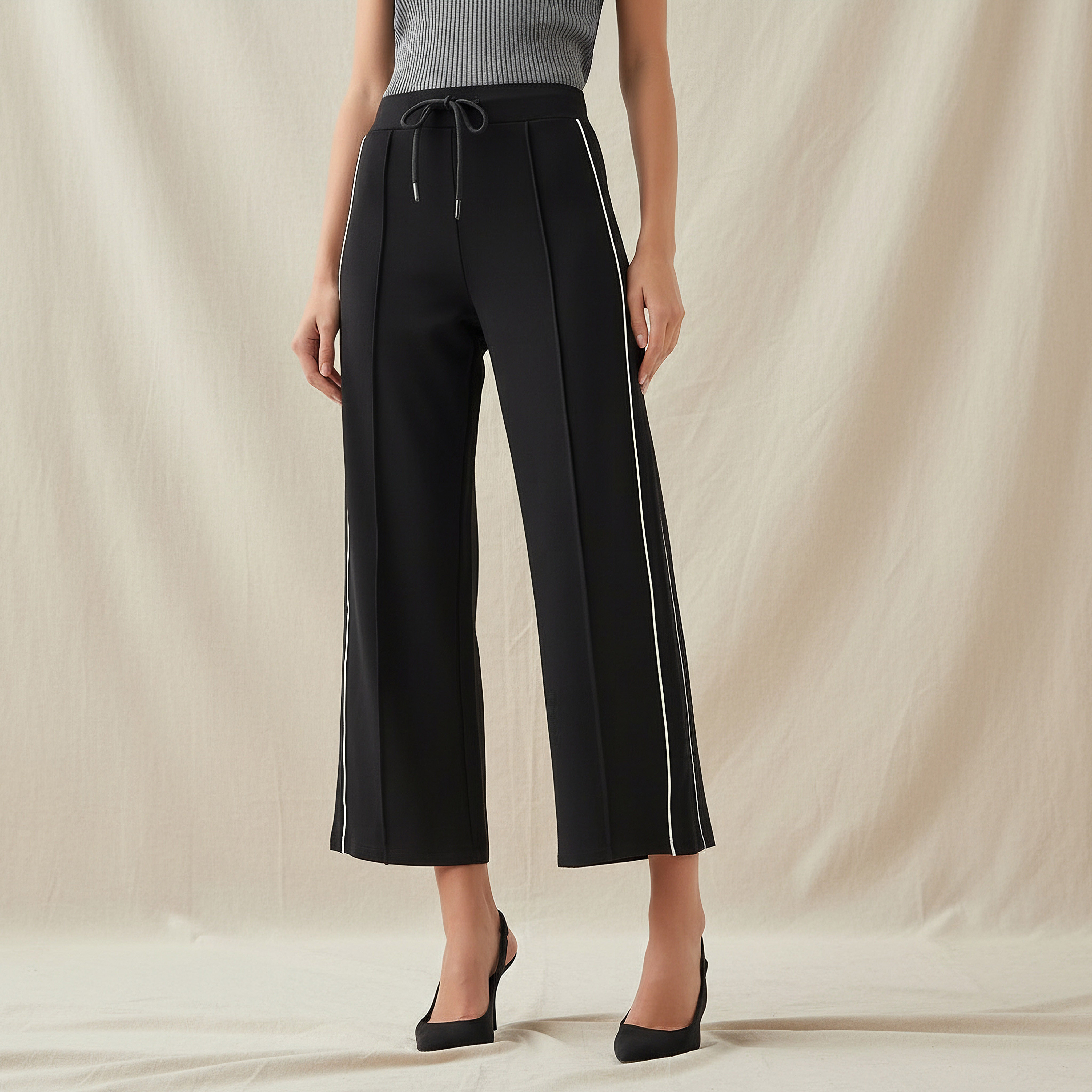 Ponte Straight Leg Trousers with Side Tape-women-clothing-bottoms-trousers-image-1