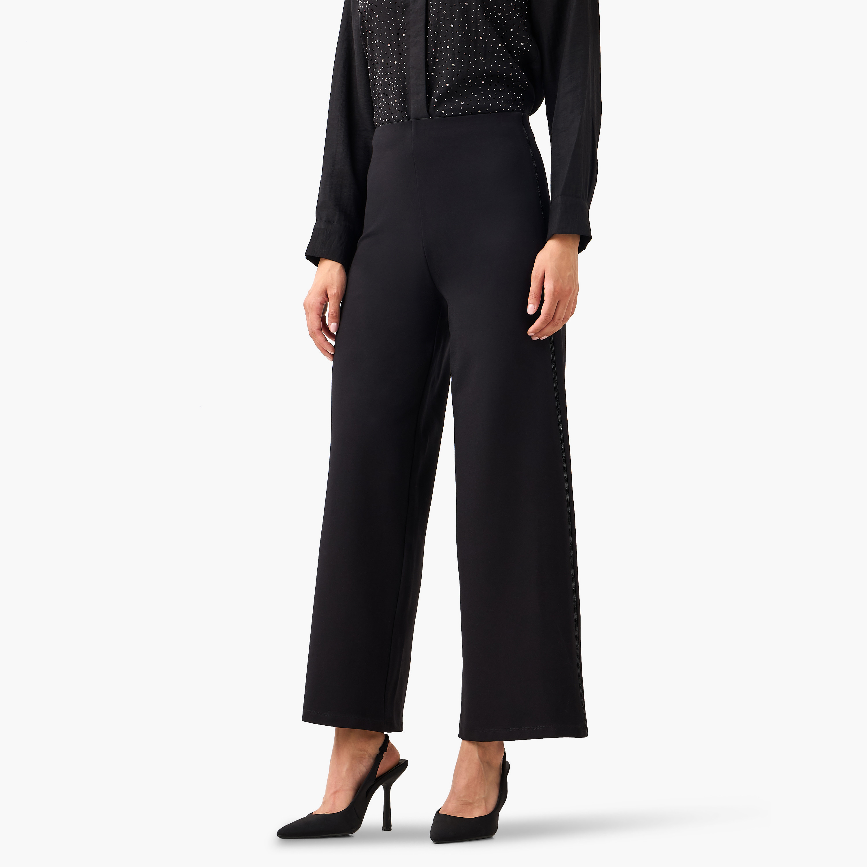 Wide Leg Pants with Rhinestone Embellishment-women-clothing-bottoms-trousers-image-2