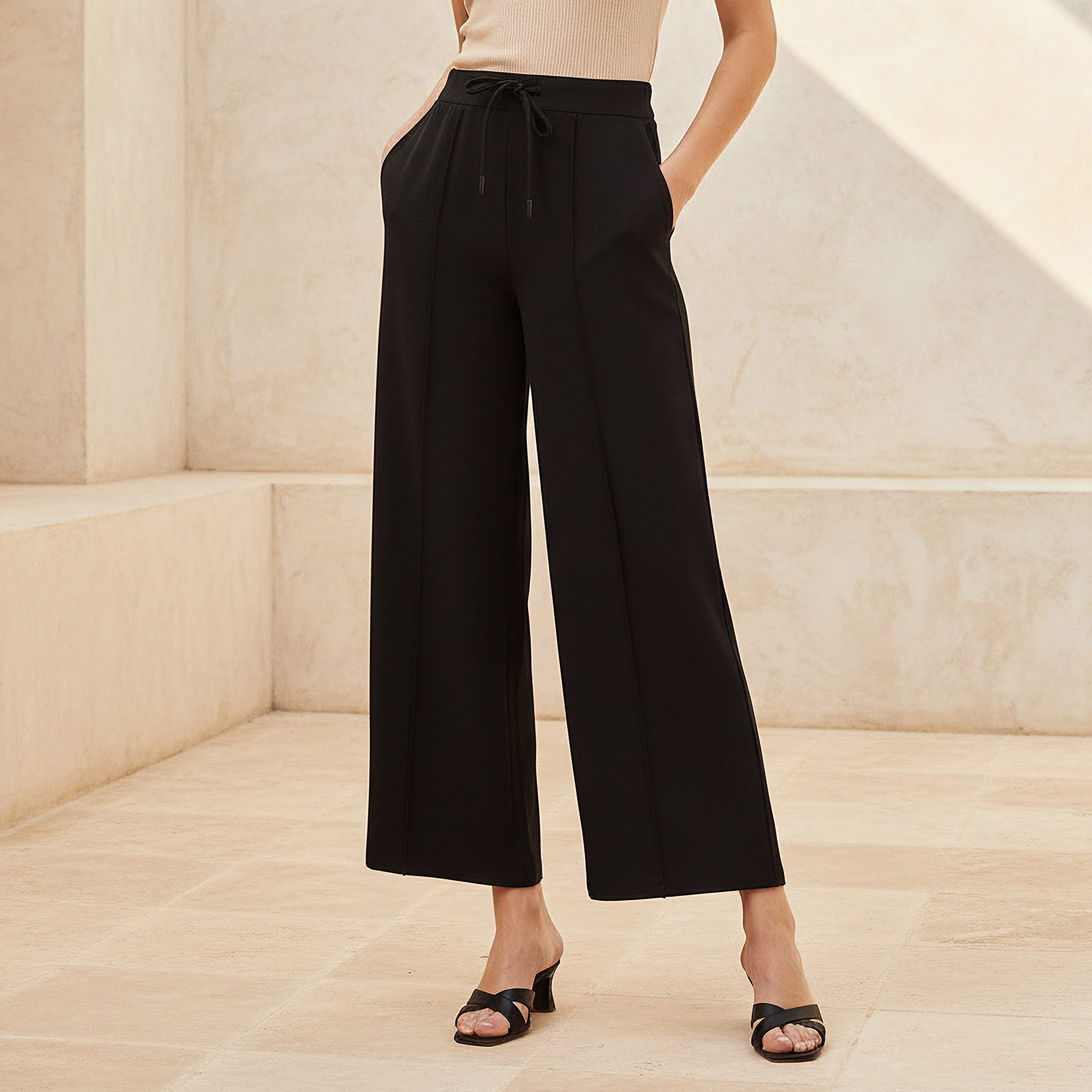 Drawstring Ponte Pants-women-clothing-bottoms-trousers-image-1