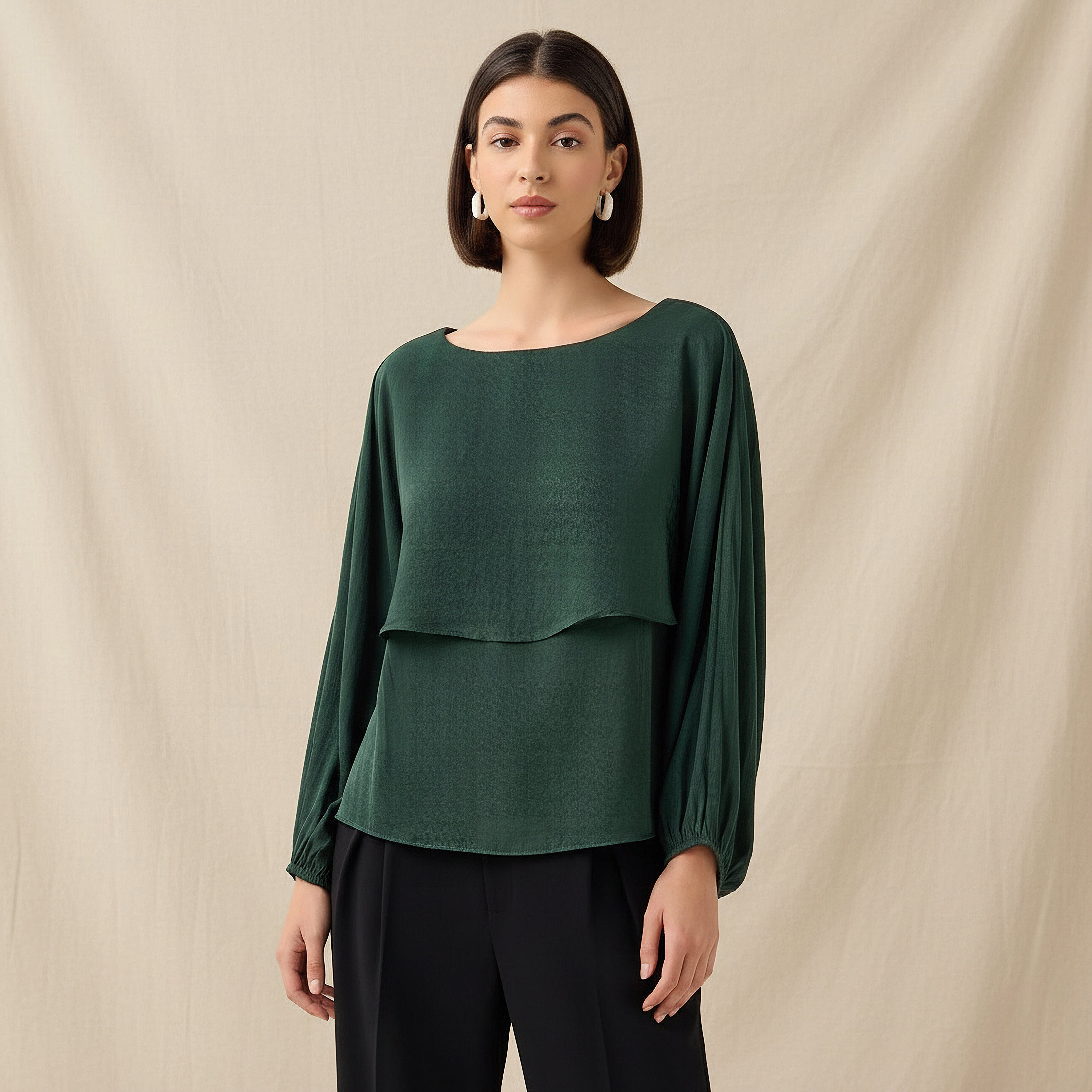 Regular Fit Layered Top with Boat Neck-women-clothing-shirtsandblouses-blouses-image-1