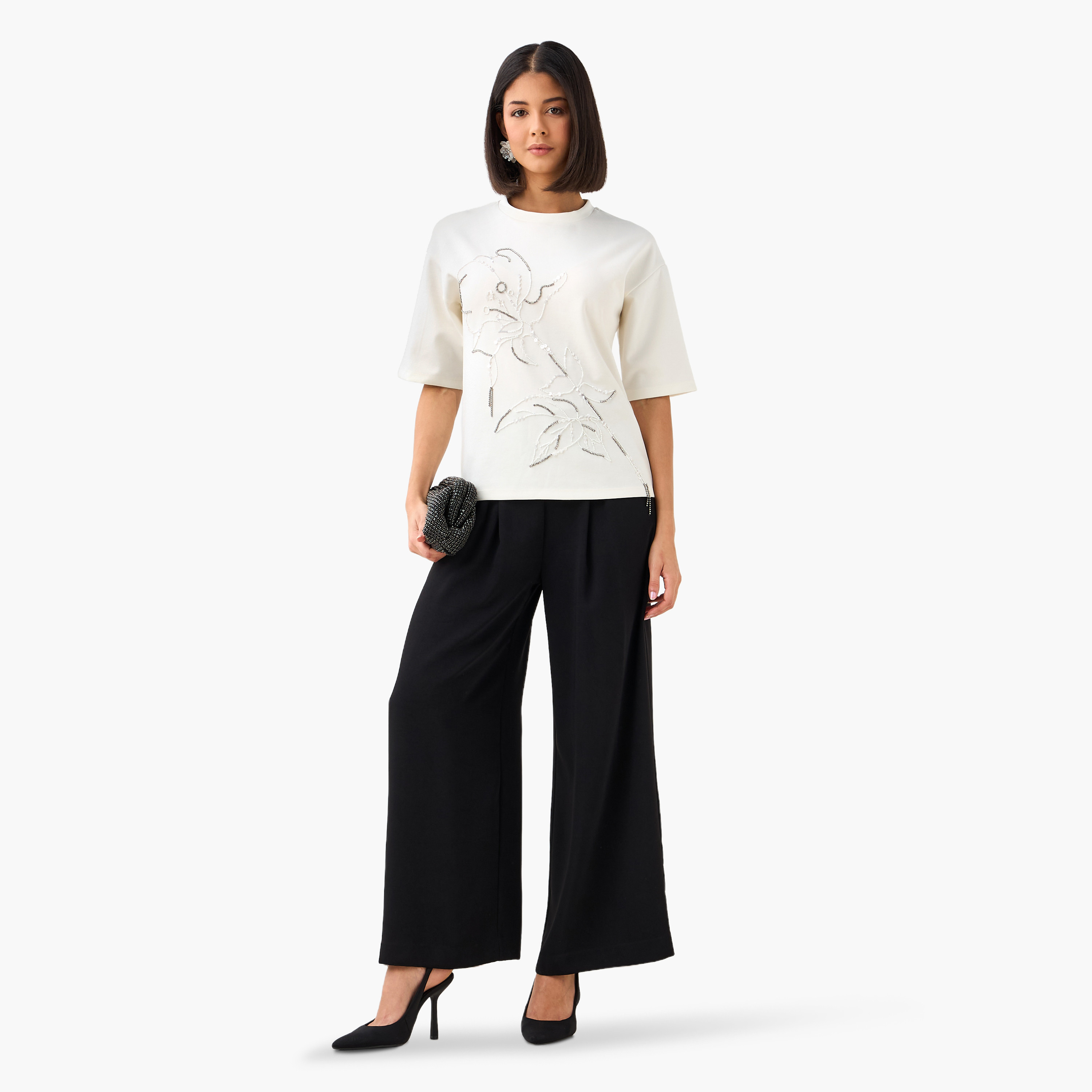 Regular Fit T-shirt with Embellishment-women-clothing-tshirts-image-3