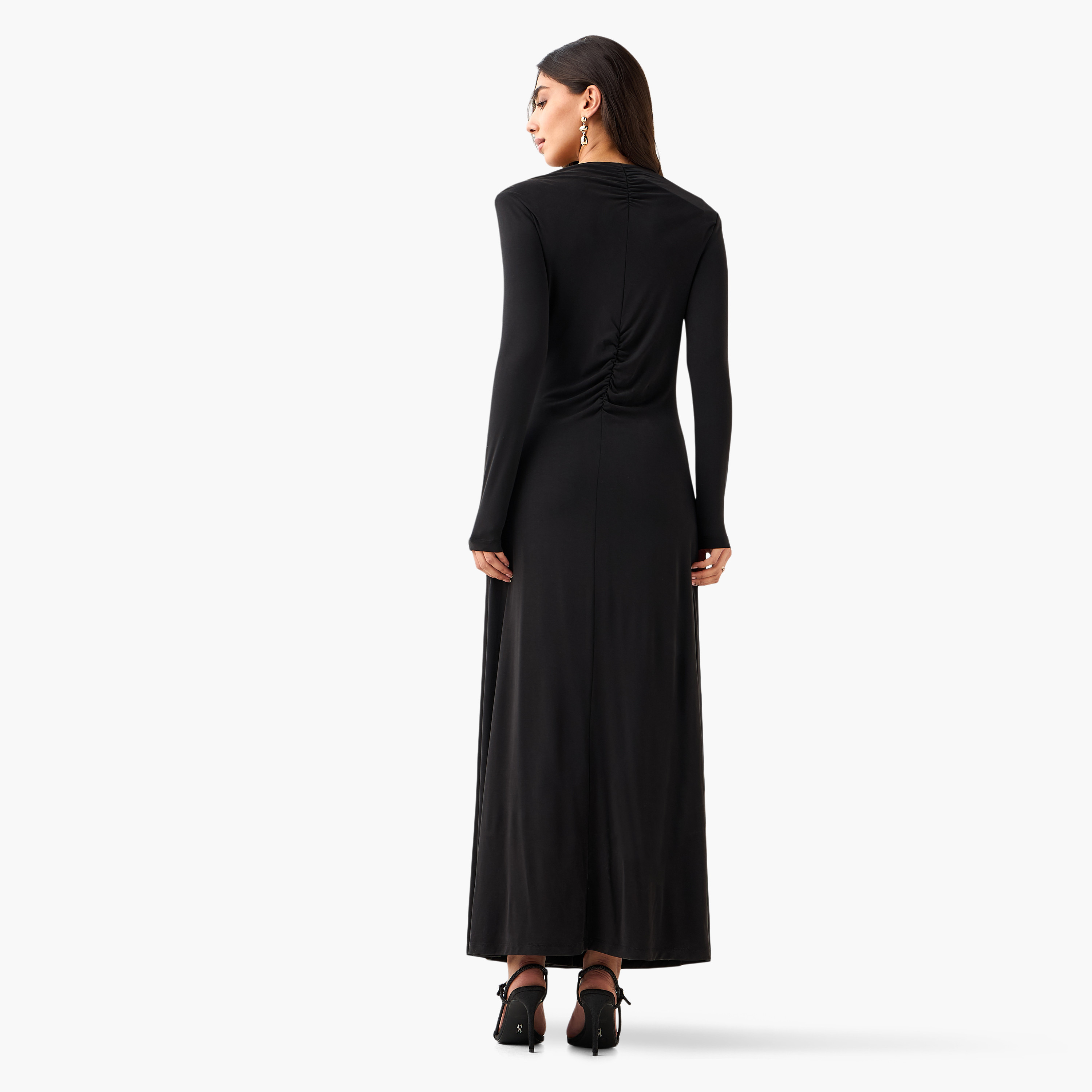 Maxi Dress with Twisted Knot Detail and V-neck-women-clothing-dresses-image-4