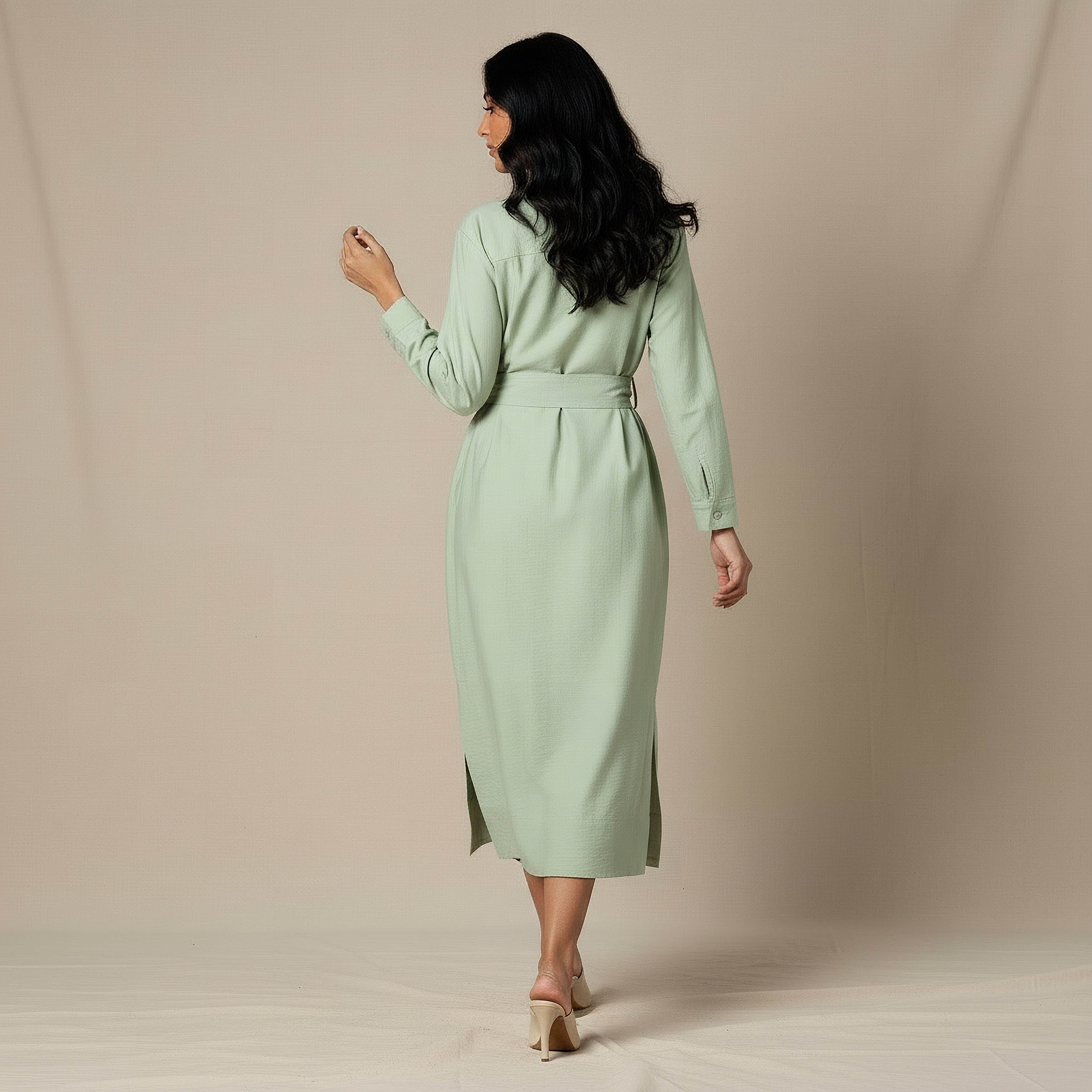 A-line Midi Dress with Belt-women-clothing-dresses-image-3