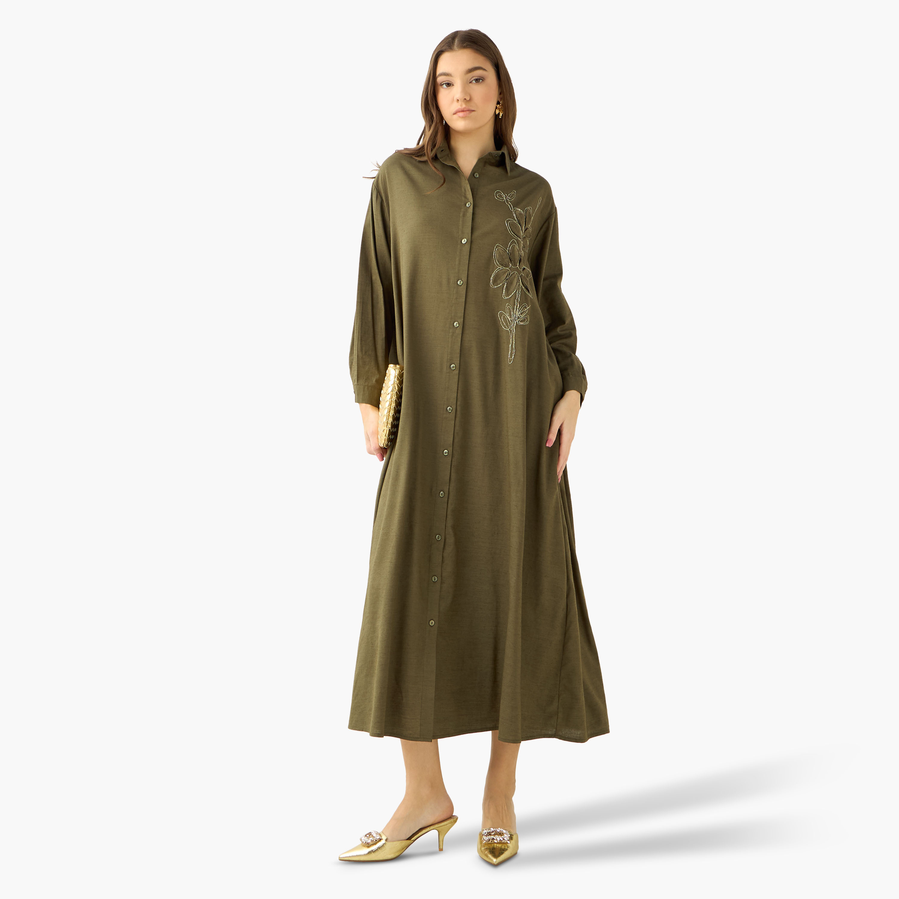 Maxi Shirt Dress with Floral Applique-women-clothing-dresses-image-3