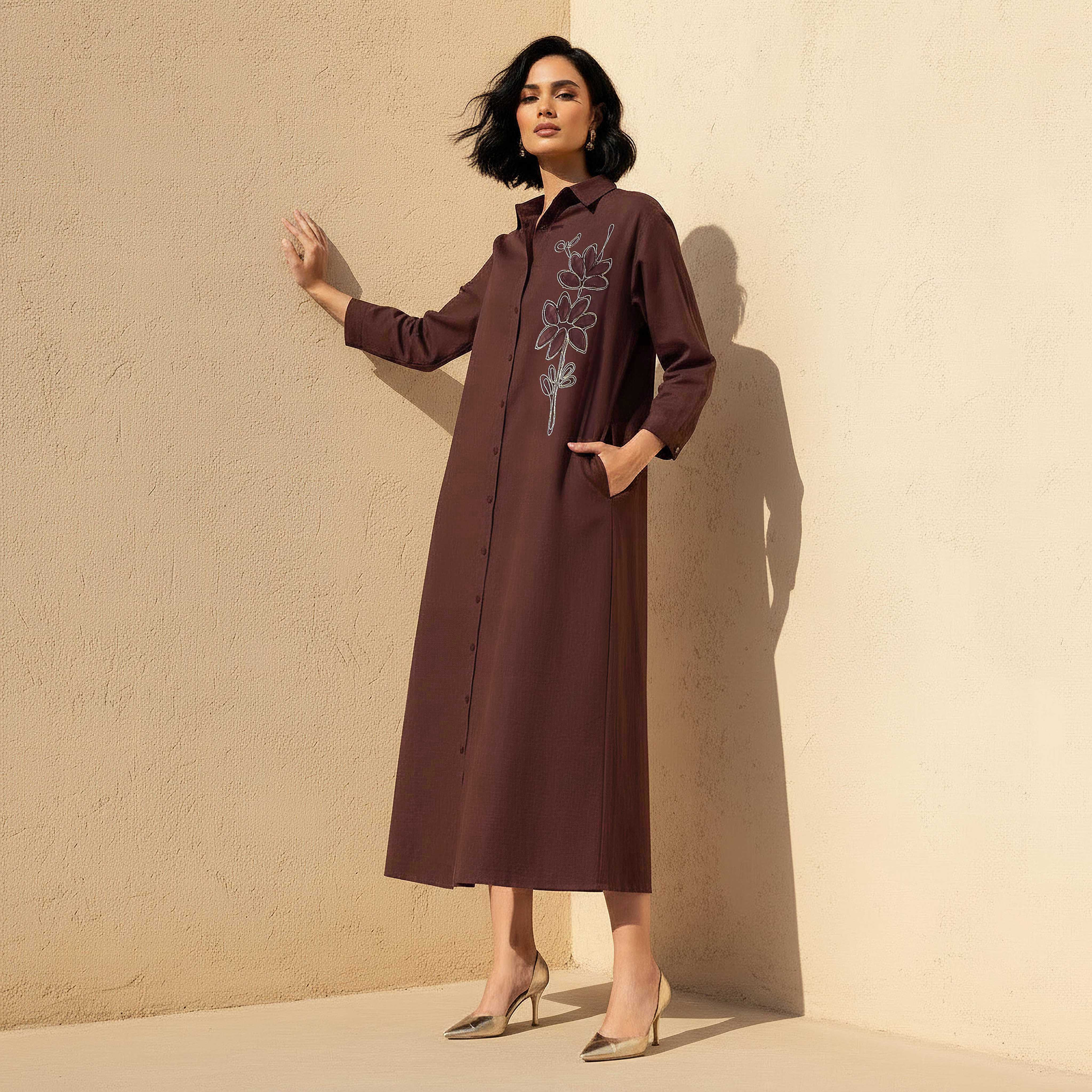 Maxi Shirt Dress with Floral Applique-women-clothing-dresses-image-3