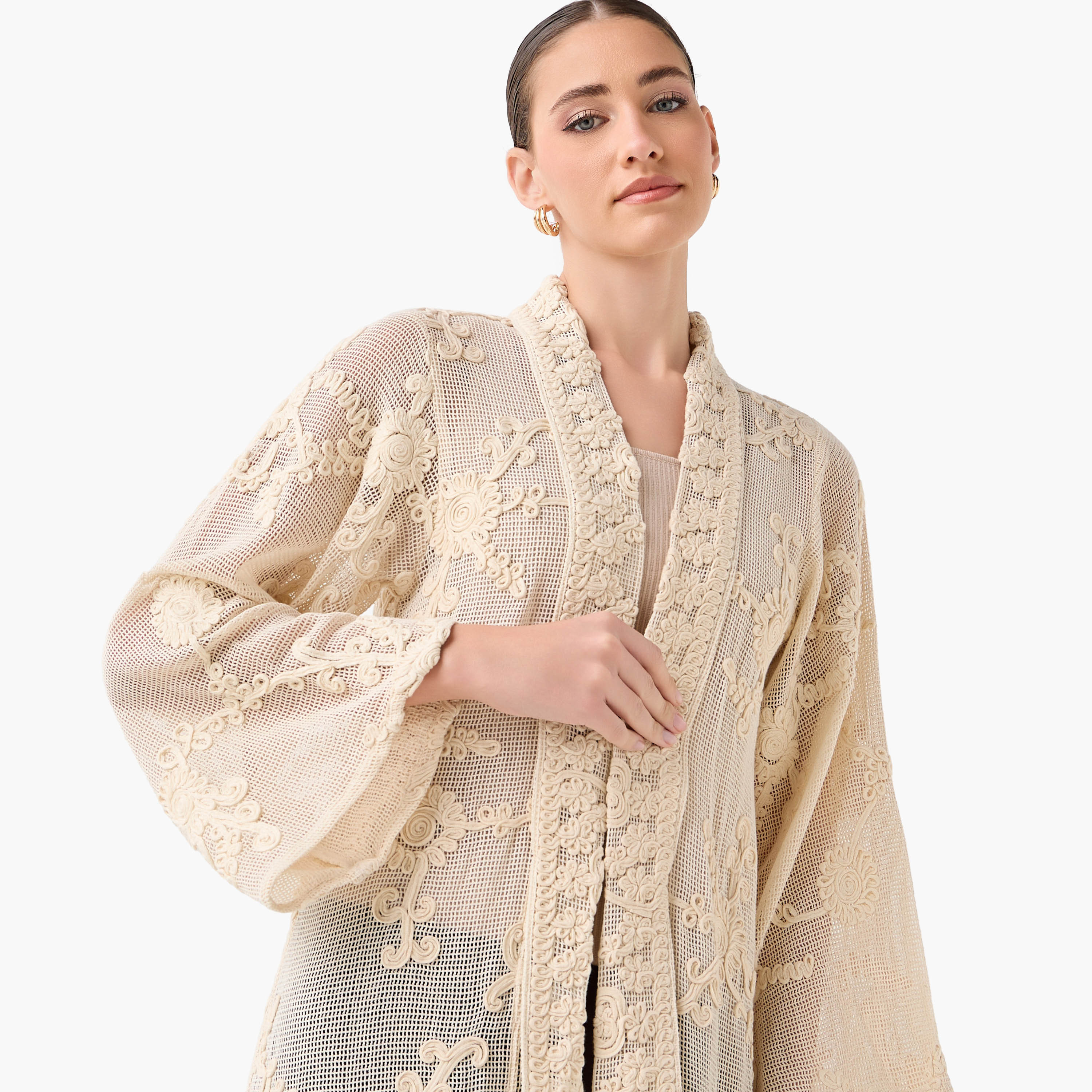 سترة شروج شبكية دانتيل زهور بمقدمة مفتوحة-women-clothing-shirtsandblouses-blouses-image-1