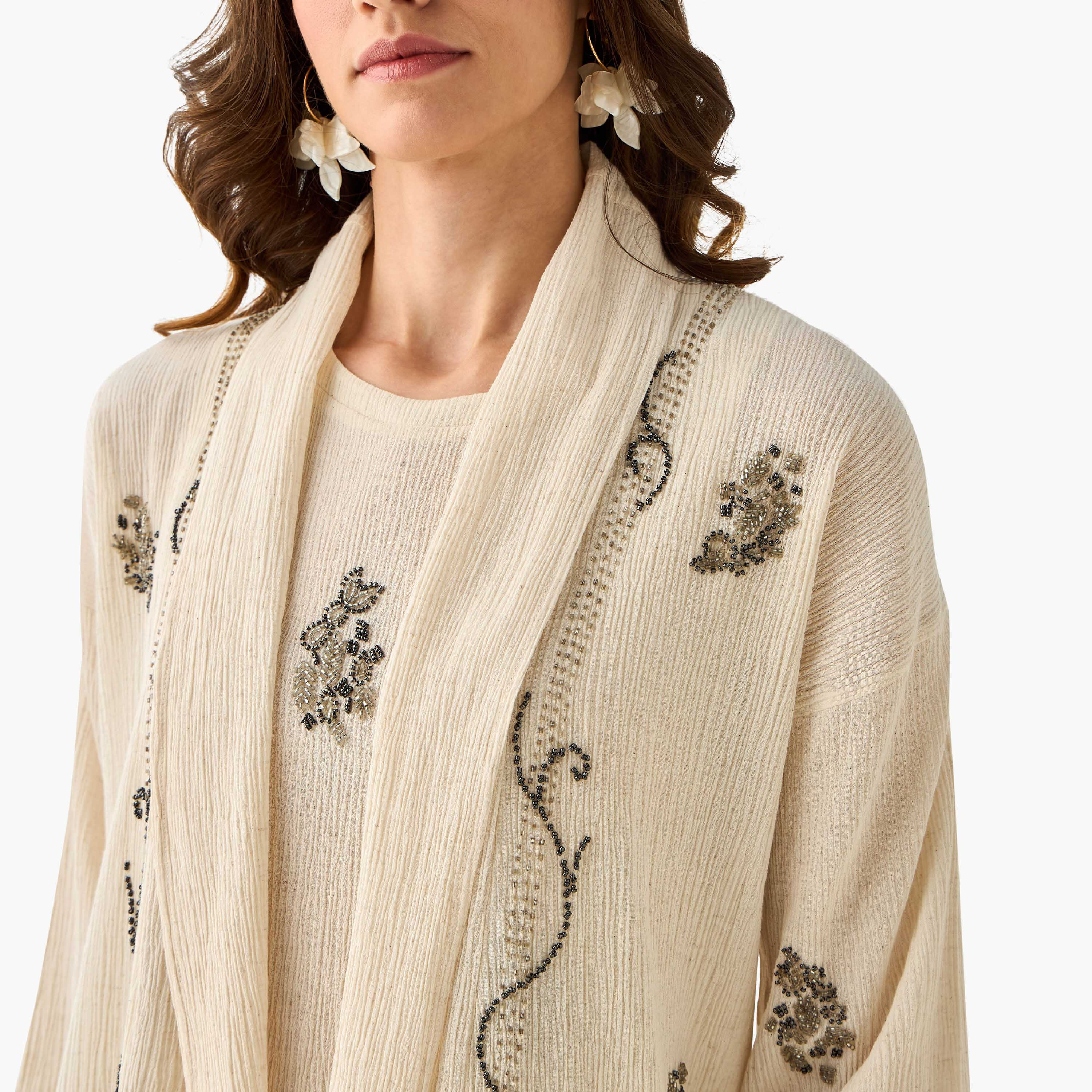Viscose Open Front Shrug with Bead Embellishment-women-clothing-coordsets-image-7