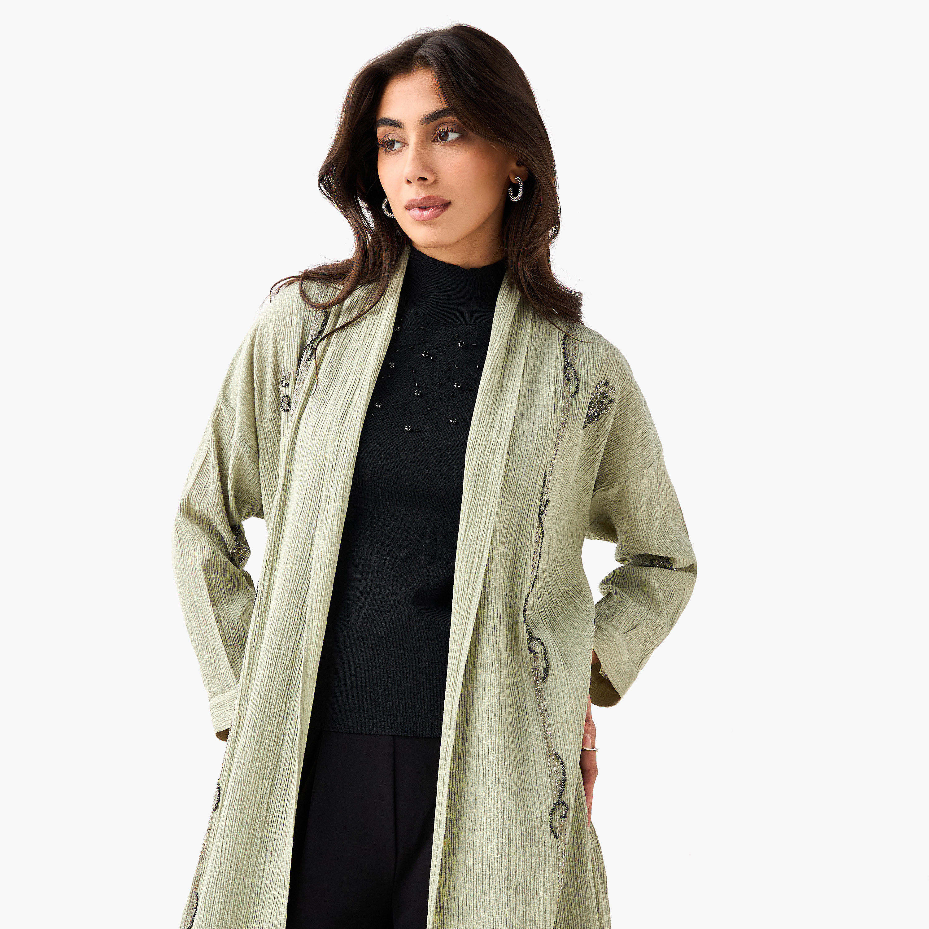 Viscose Open Front Shrug with Bead Embellishment-women-clothing-coordsets-image-6