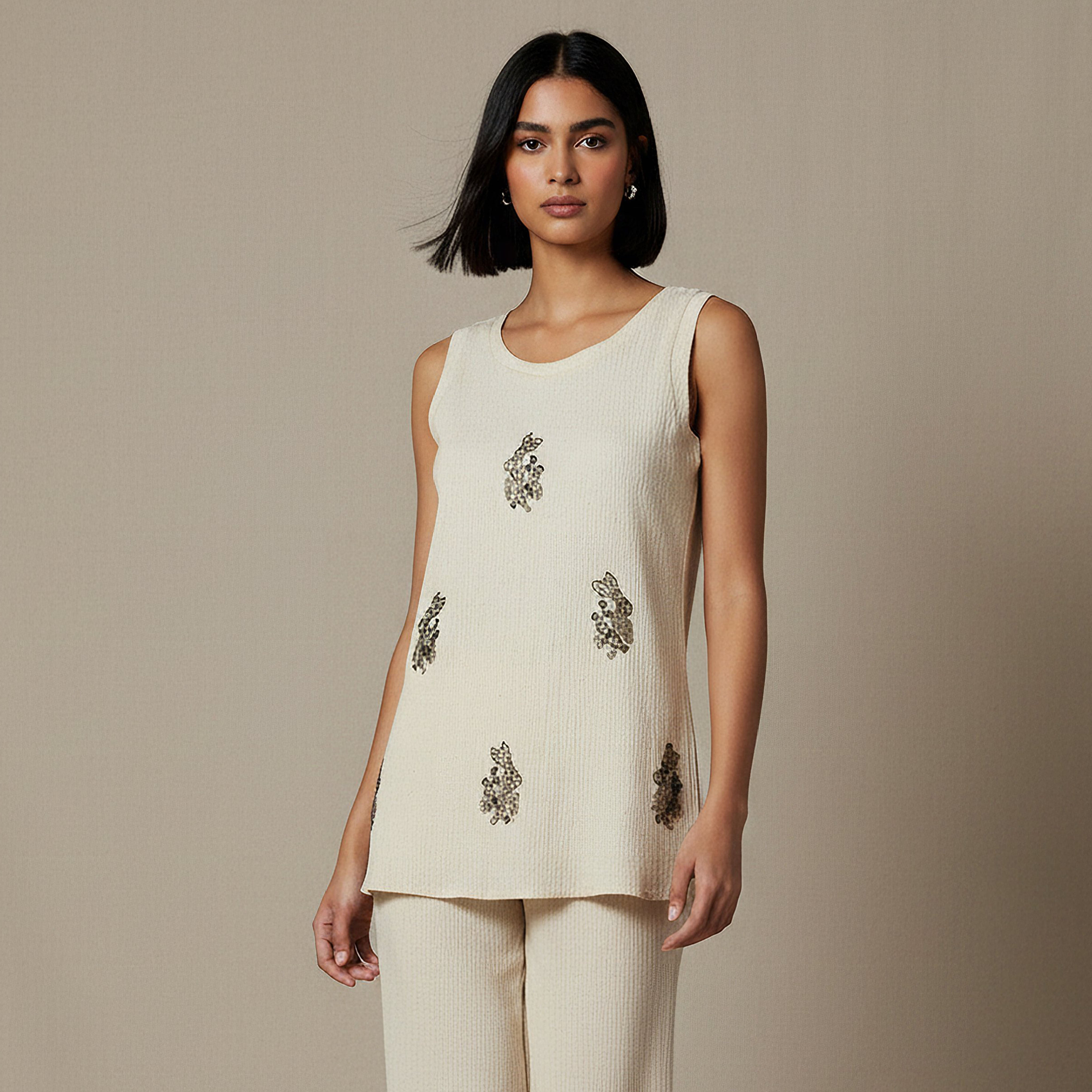 Regular Fit Top with Embellishment-women-clothing-coordsets-image-1