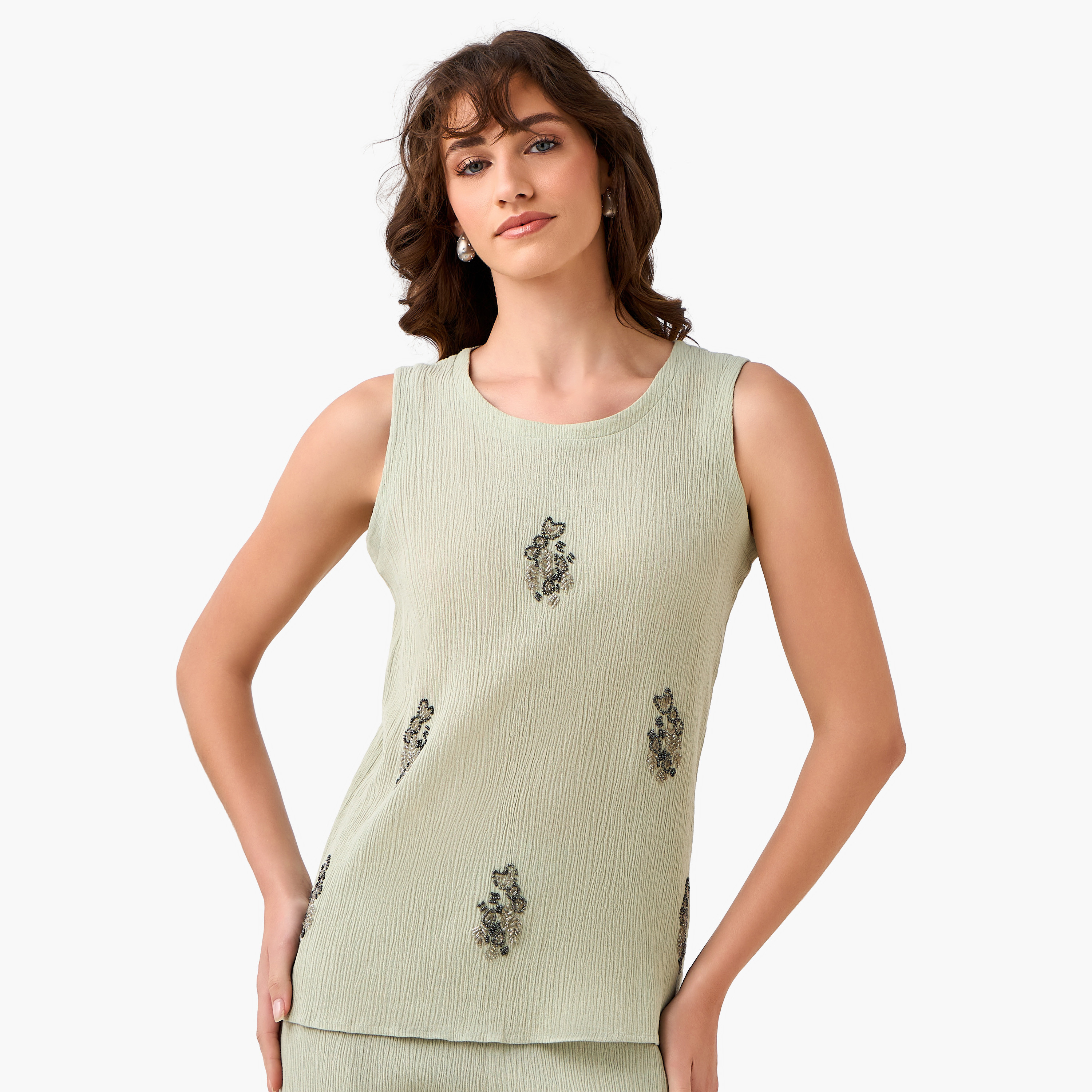 Regular Fit Top with Embellishment-women-clothing-coordsets-image-3