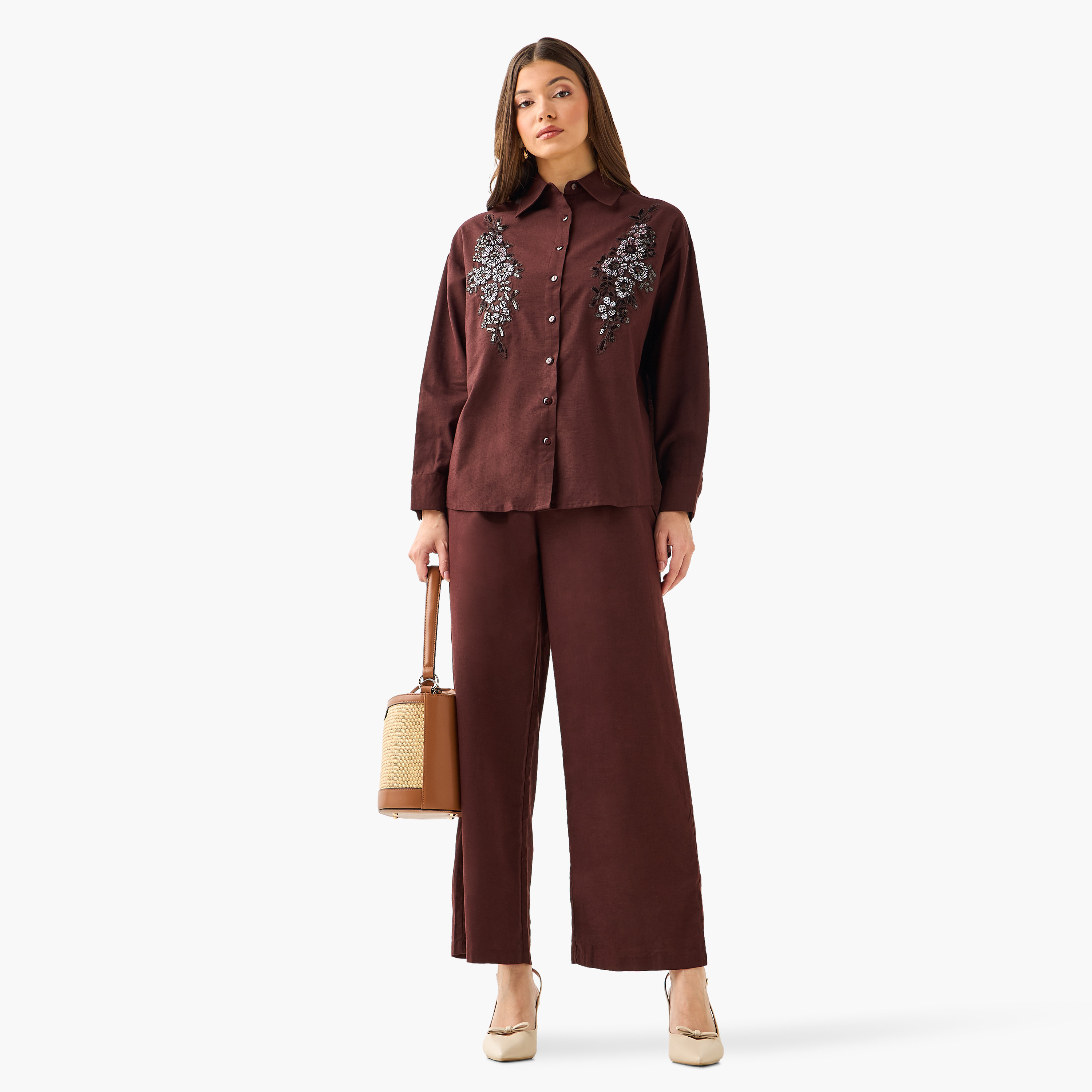Shirt with Floral Embroidery and Embellishment-women-clothing-shirtsandblouses-shirts-image-4