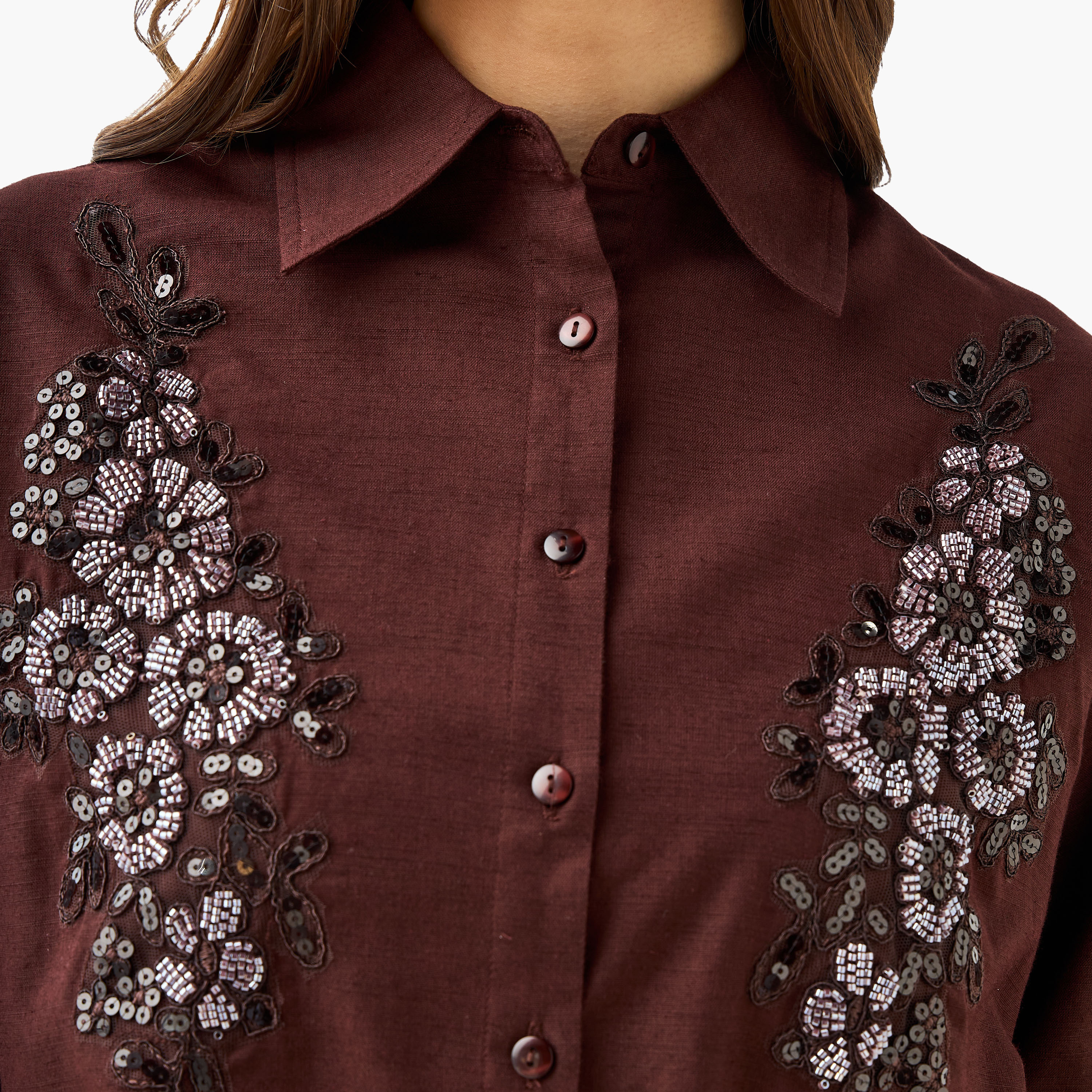 Shirt with Floral Embroidery and Embellishment-women-clothing-shirtsandblouses-shirts-image-6