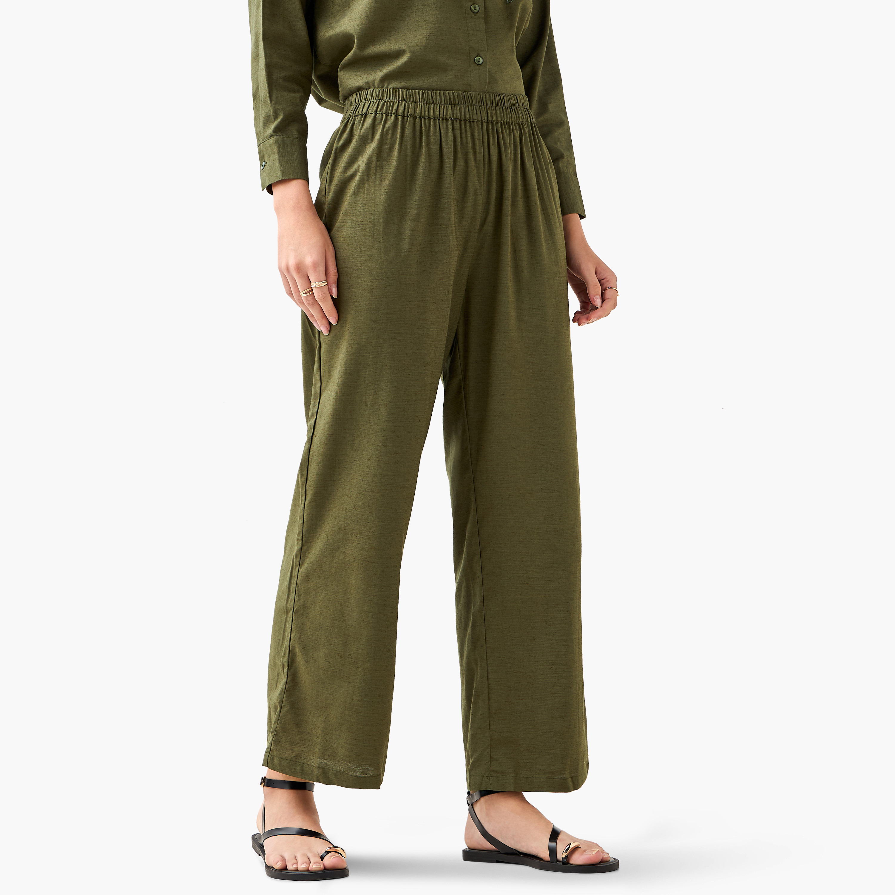 Wide Leg Flexi Waist Pants-women-clothing-coordsets-image-2