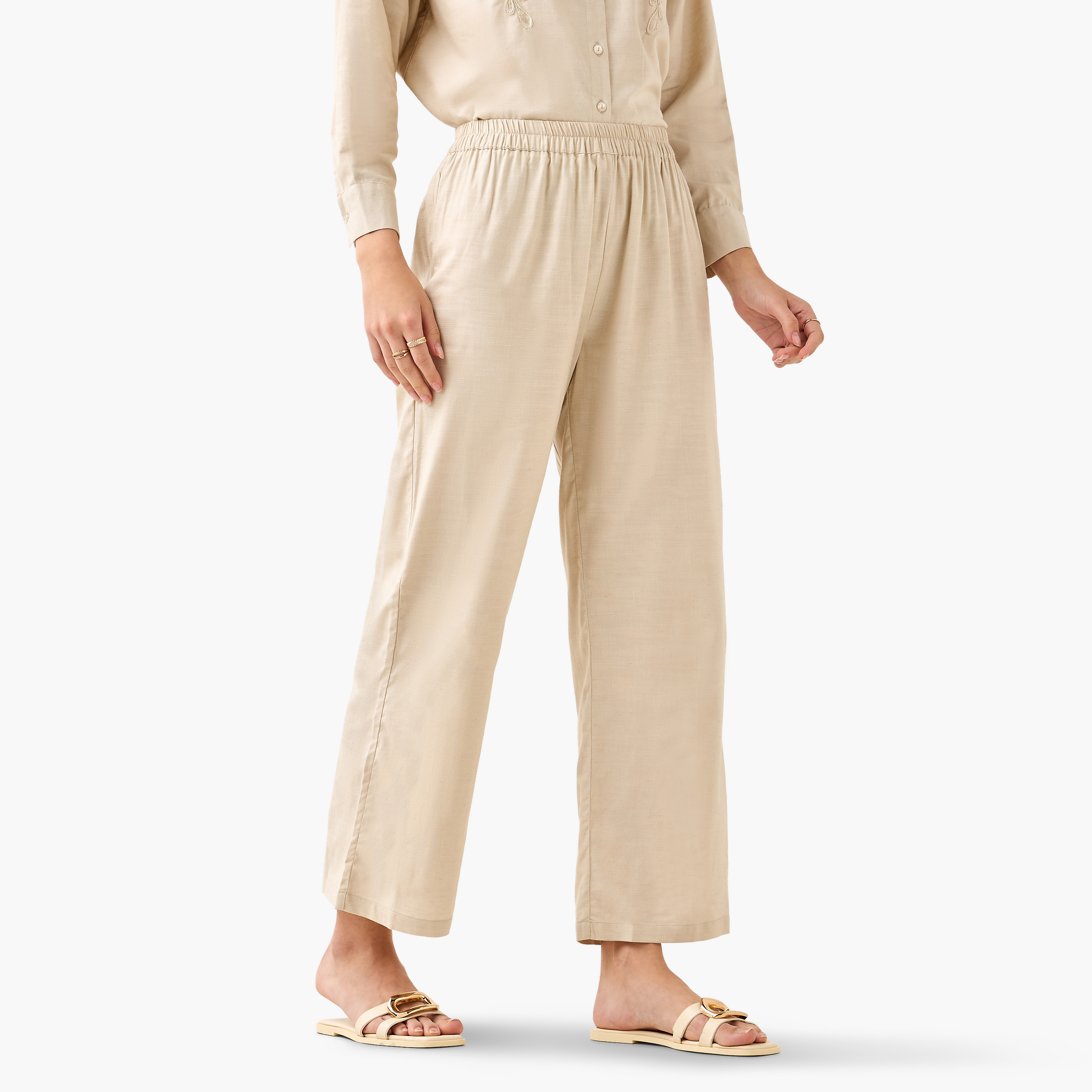 Wide Leg Flexi Waist Pants-women-clothing-coordsets-image-2