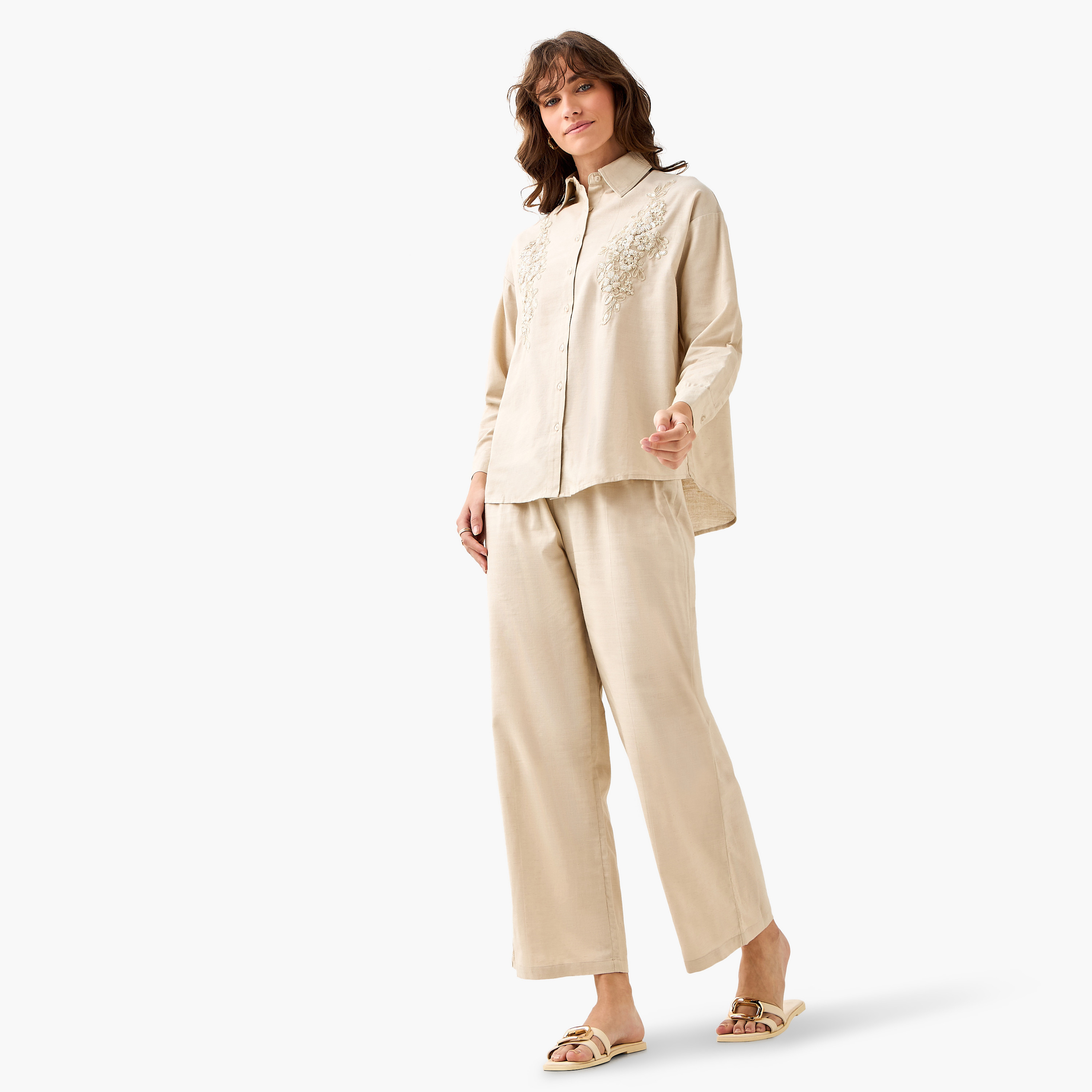 Wide Leg Flexi Waist Pants-women-clothing-coordsets-image-3