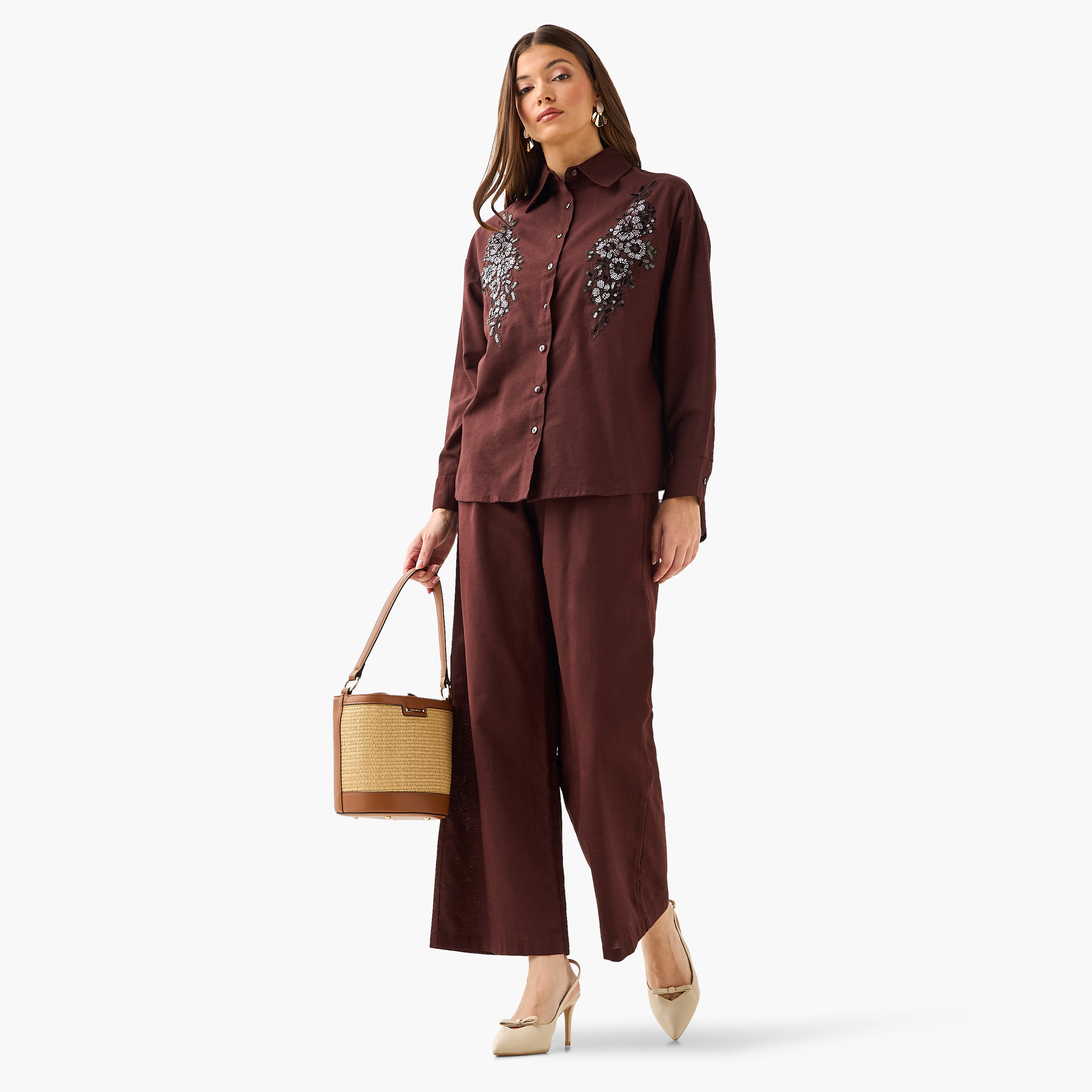 Wide Leg Flexi Waist Pants-women-clothing-coordsets-image-3