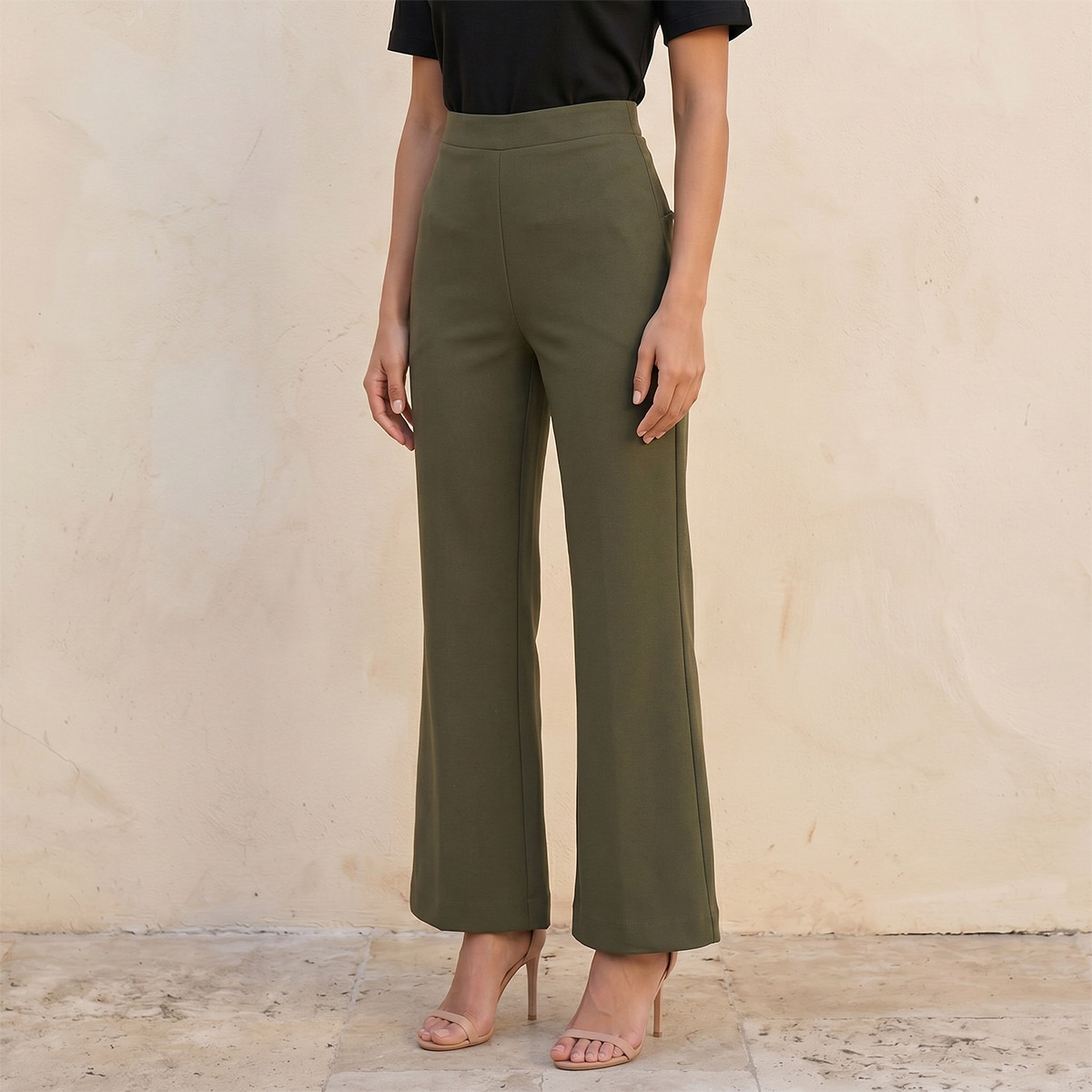 Splash Smart Elasticated Full Length Bootleg Pants-women-clothing-bottoms-trousers-image-1