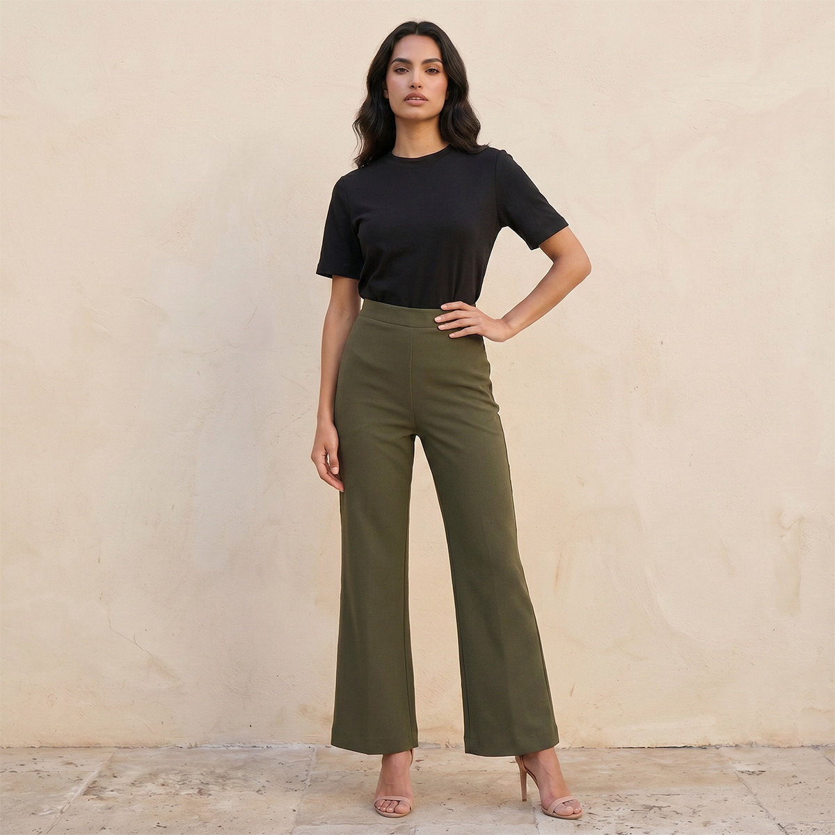 Splash Smart Elasticated Full Length Bootleg Pants-women-clothing-bottoms-trousers-image-3