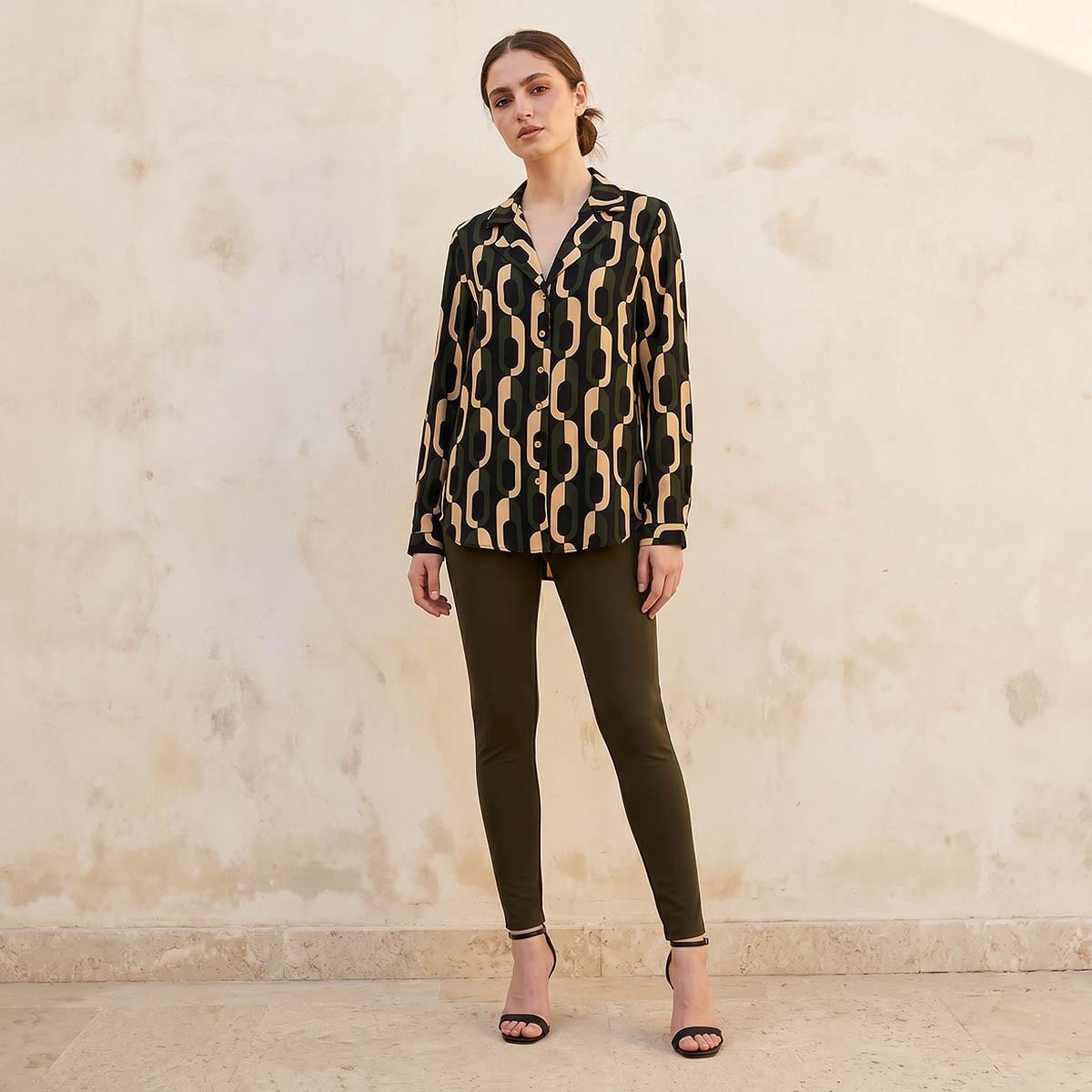 Regular Fit  High-Low Shirt with Notch Collar-women-clothing-shirtsandblouses-shirts-image-3