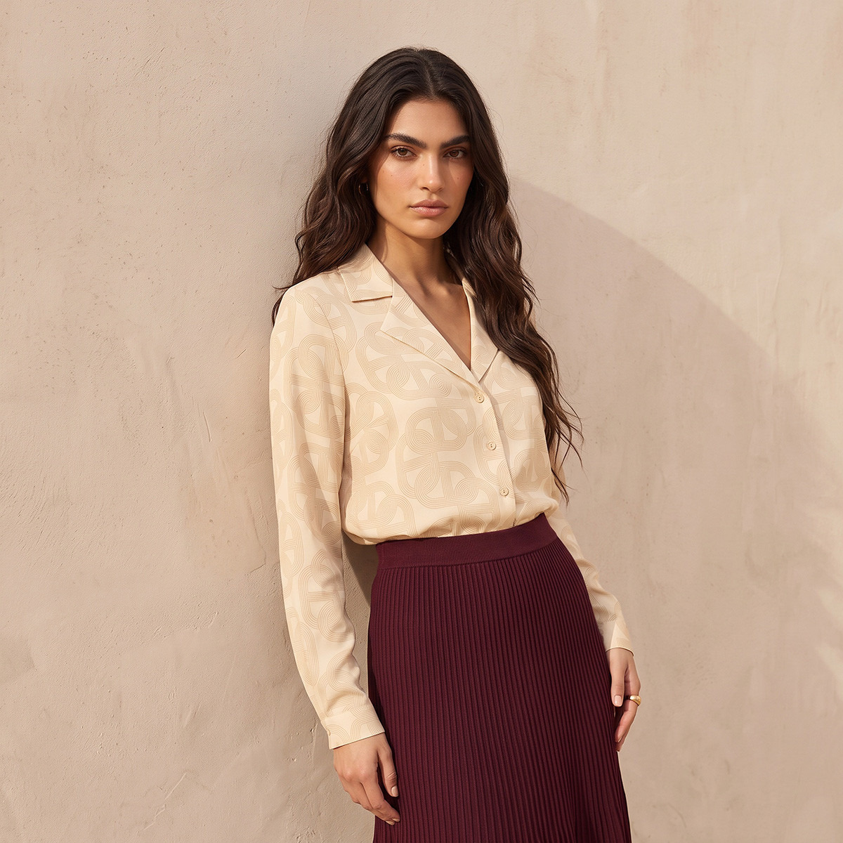 Splash Smart Regular Fit High-Low Shirt with Notch Collar-women-clothing-shirtsandblouses-shirts-image-4