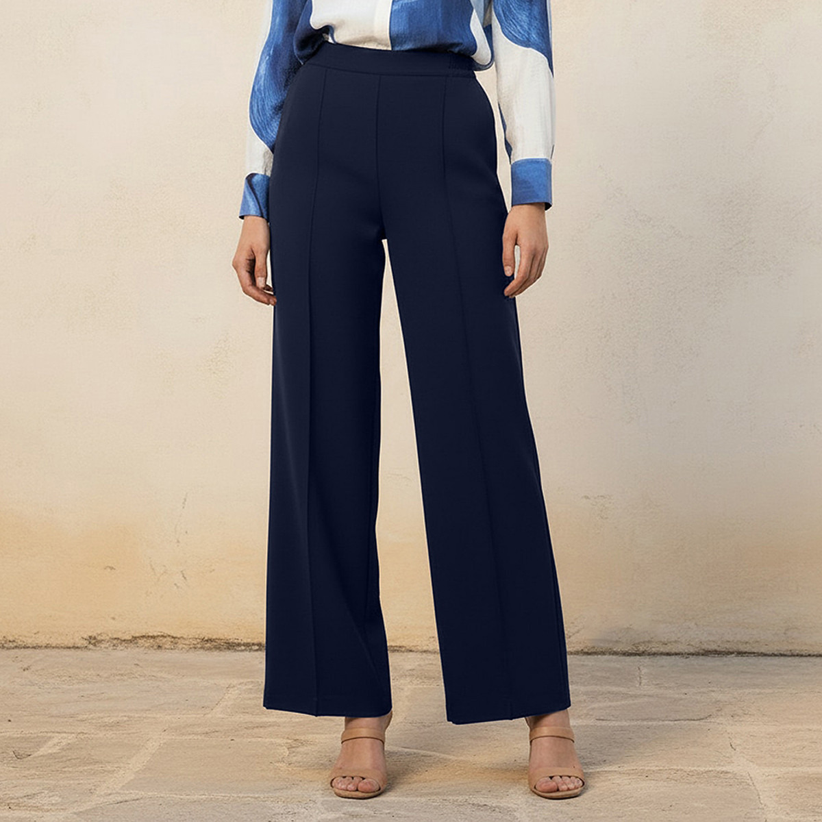Splash Smart Straight Fit Crease Design Pants-women-clothing-bottoms-trousers-image-1