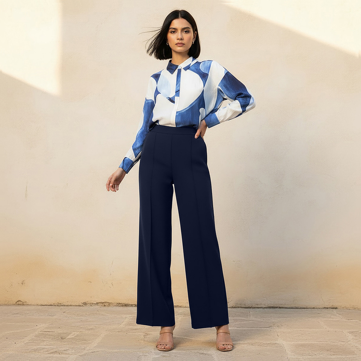 Splash Smart Straight Fit Crease Design Pants-women-clothing-bottoms-trousers-image-3