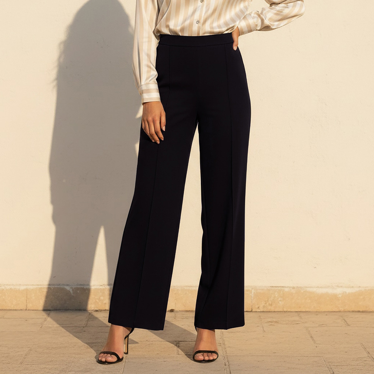 Splash Smart Straight Fit Crease Design Pants-women-clothing-bottoms-trousers-image-1