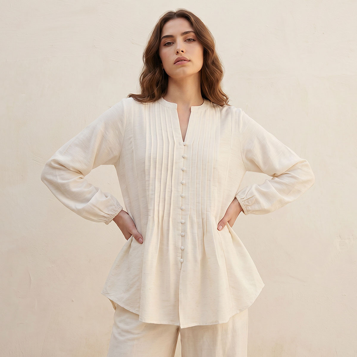 بلوزة كتان بطيات-women-clothing-shirtsandblouses-blouses-image-1