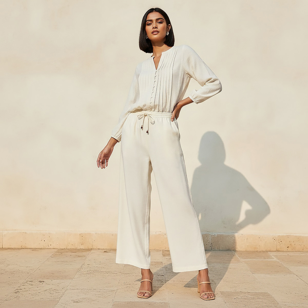Straight Fit Drawstring Waist Linen Pants-women-clothing-bottoms-trousers-image-3