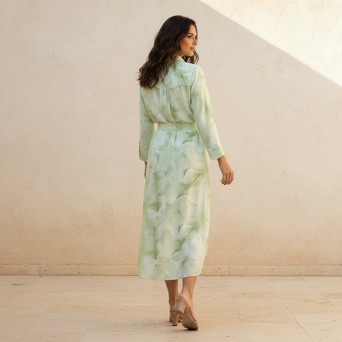 Printed A-line Women Shirt Dress with Tie-Up Belt-women-clothing-dresses-image-3