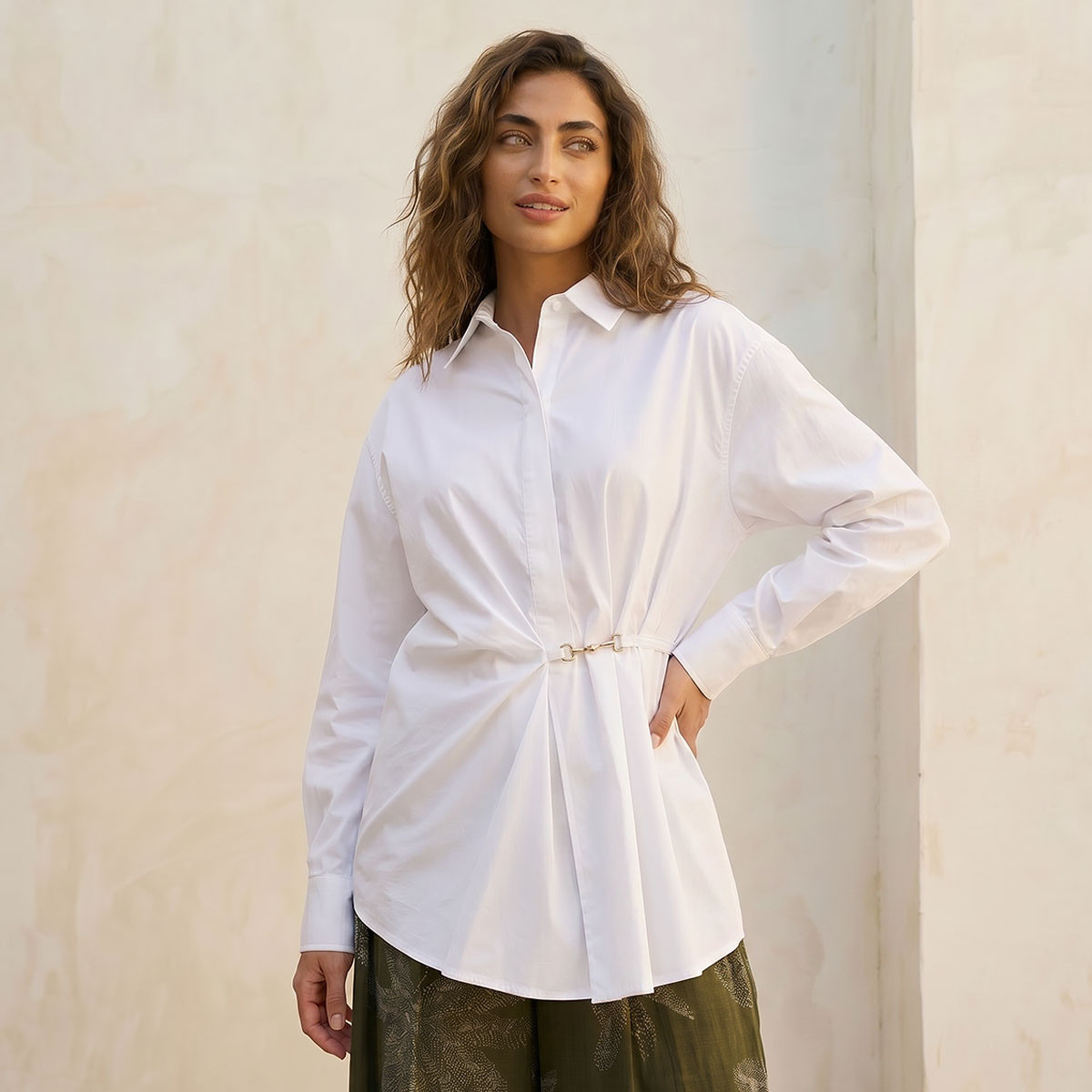 Cotton Shirt with Pleats-women-clothing-shirtsandblouses-shirts-image-1