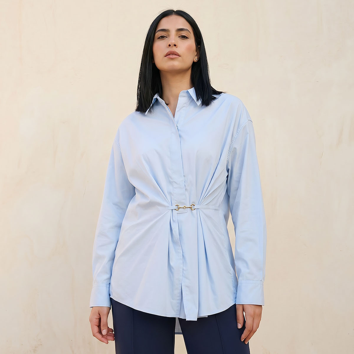 Cotton Shirt with Pleats-women-clothing-shirtsandblouses-shirts-image-1