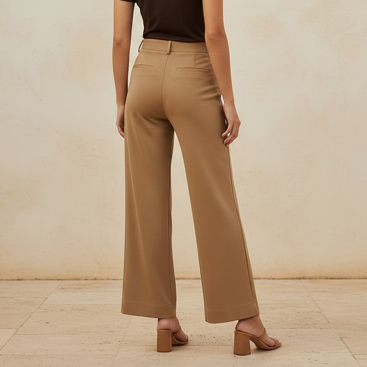 بنطلون بونتي واسع الساقين كامل الطول من سبلاش سمارت-women-clothing-trousers-image-4