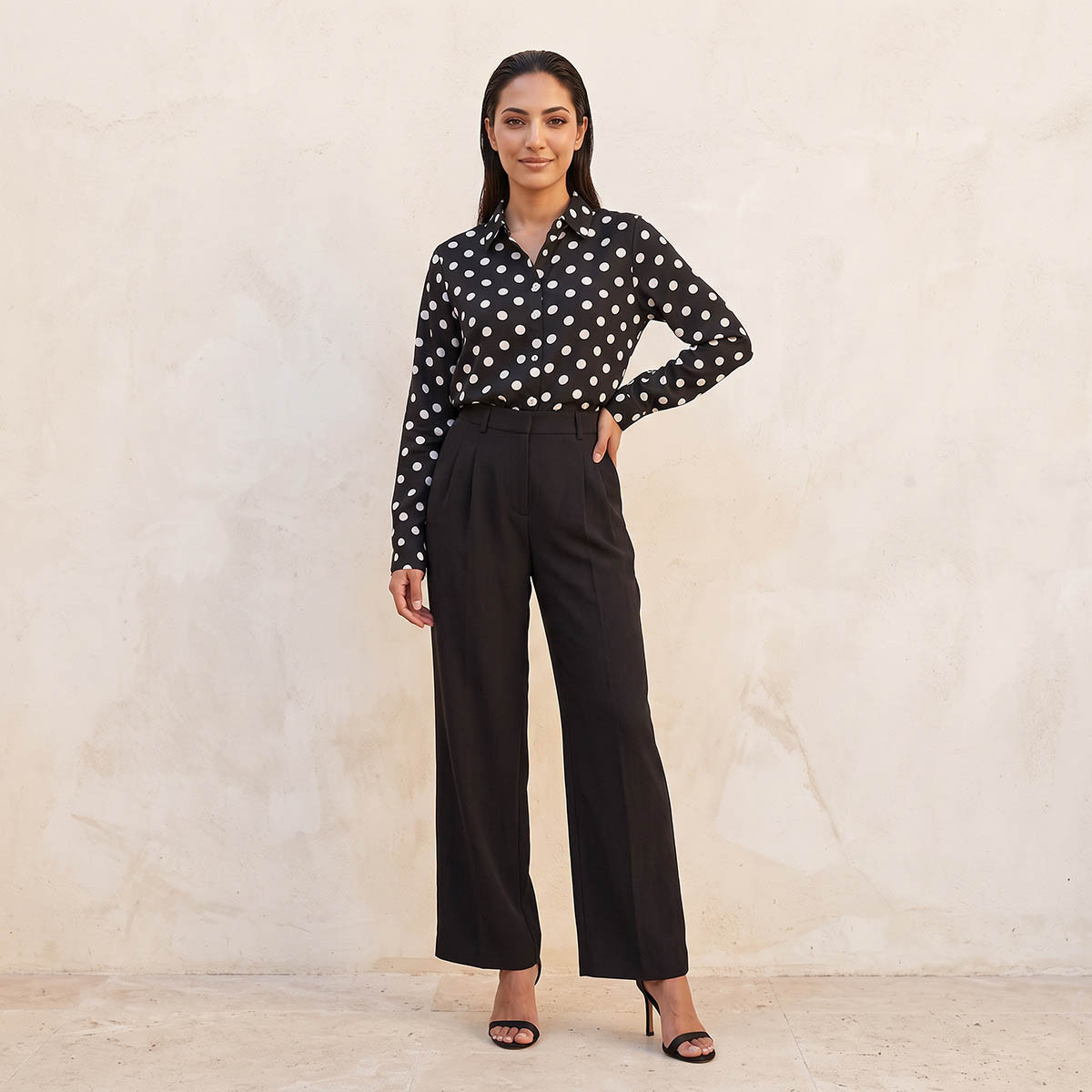 بنطلون بقصة مستقيمة وحلقات للحزام وكسرات من سبلاش سمارت-women-clothing-trousers-image-3