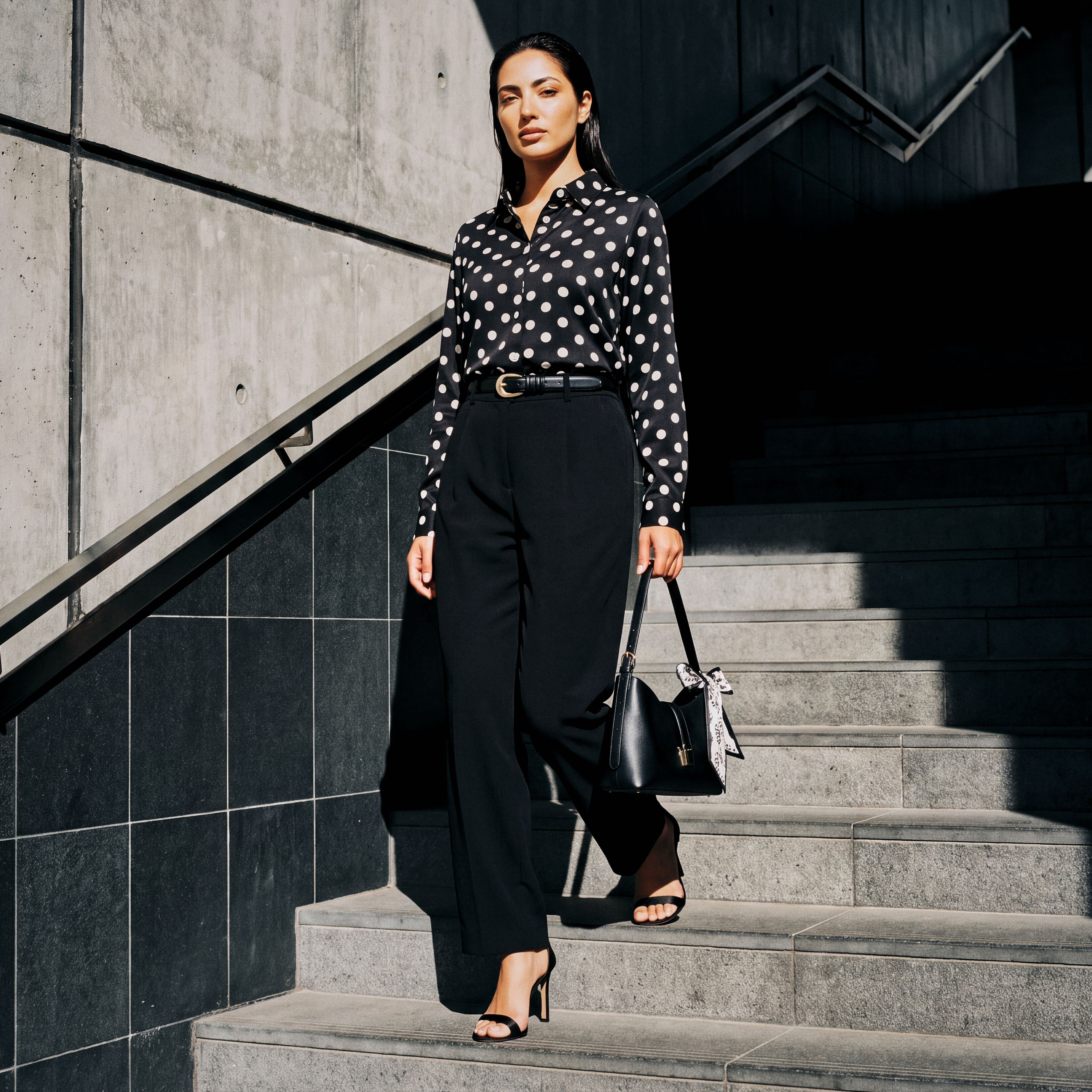 بنطلون بقصة مستقيمة وحلقات للحزام وكسرات من سبلاش سمارت-women-clothing-trousers-image-1