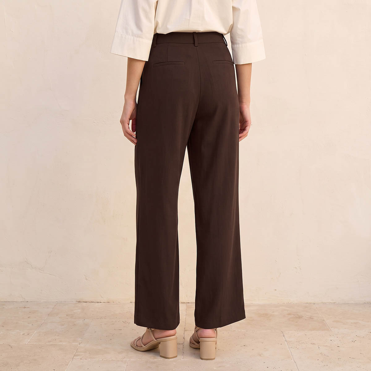 Splash Smart Straight Fit Belt Loop Waist Pleated Trousers-women-clothing-trousers-image-4