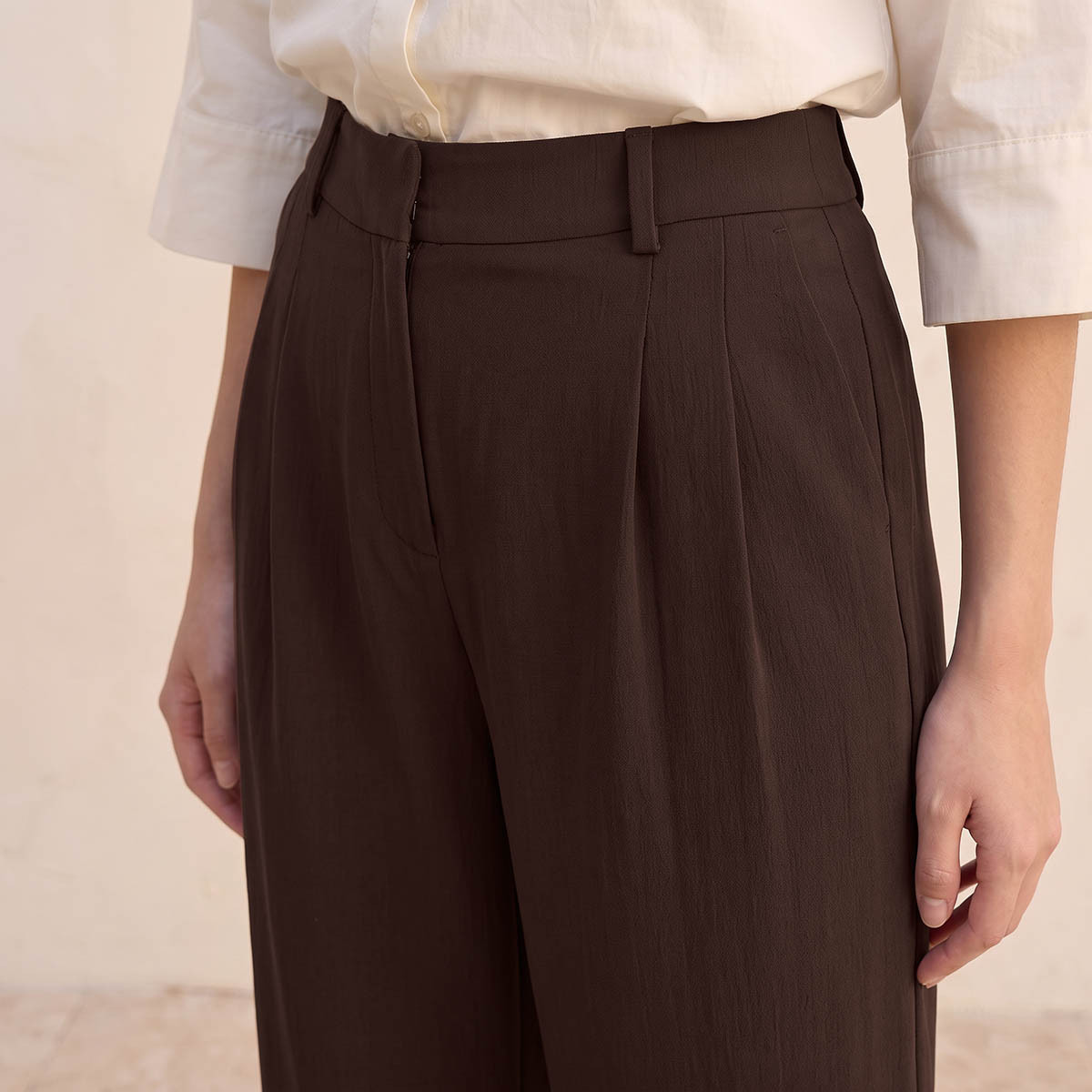 Splash Smart Straight Fit Belt Loop Waist Pleated Trousers-women-clothing-trousers-image-6